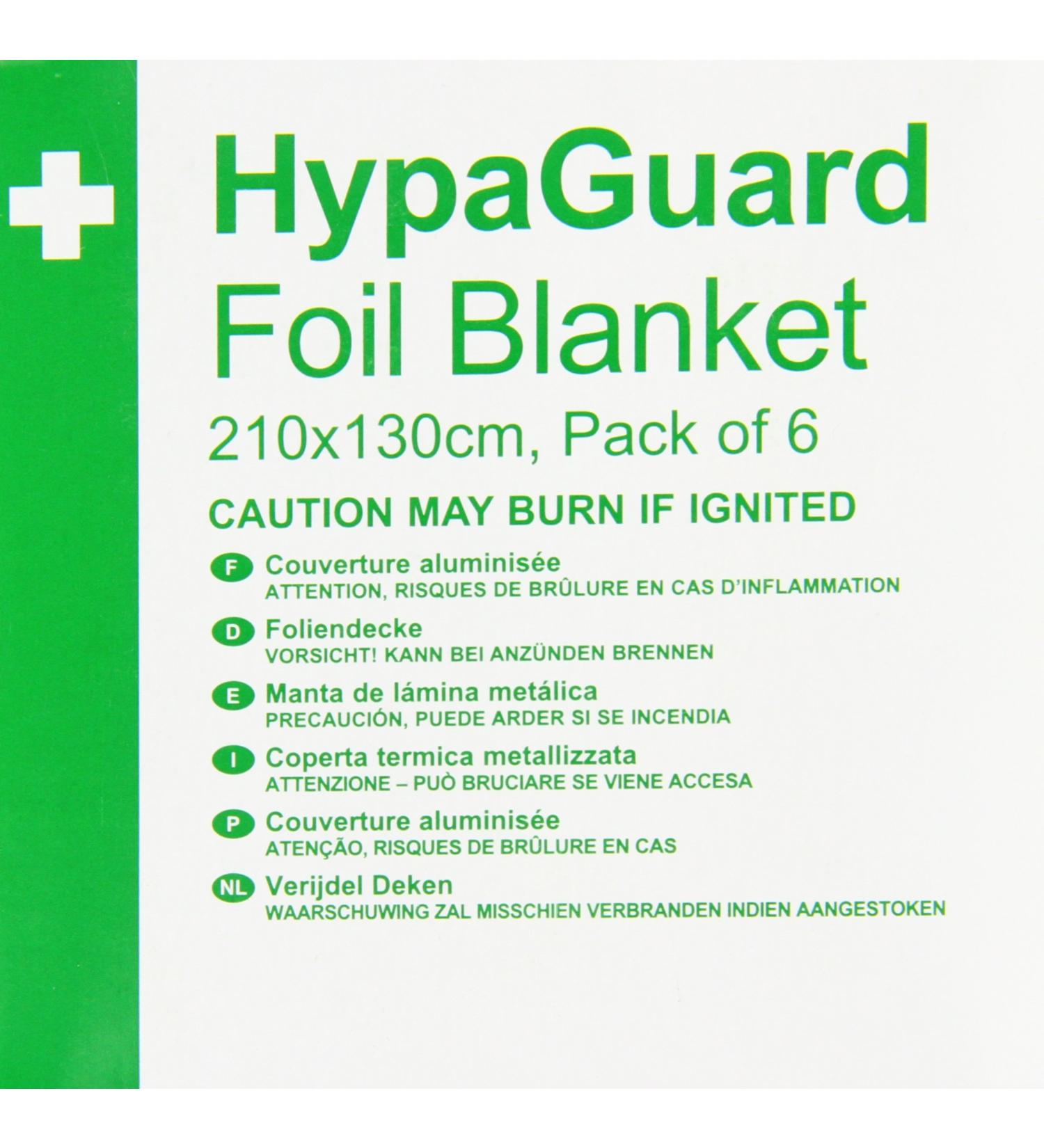 Safety First Aid Q2023T HypaGuard Disposable Foil Blankets 210 x 130 cm Set of 6