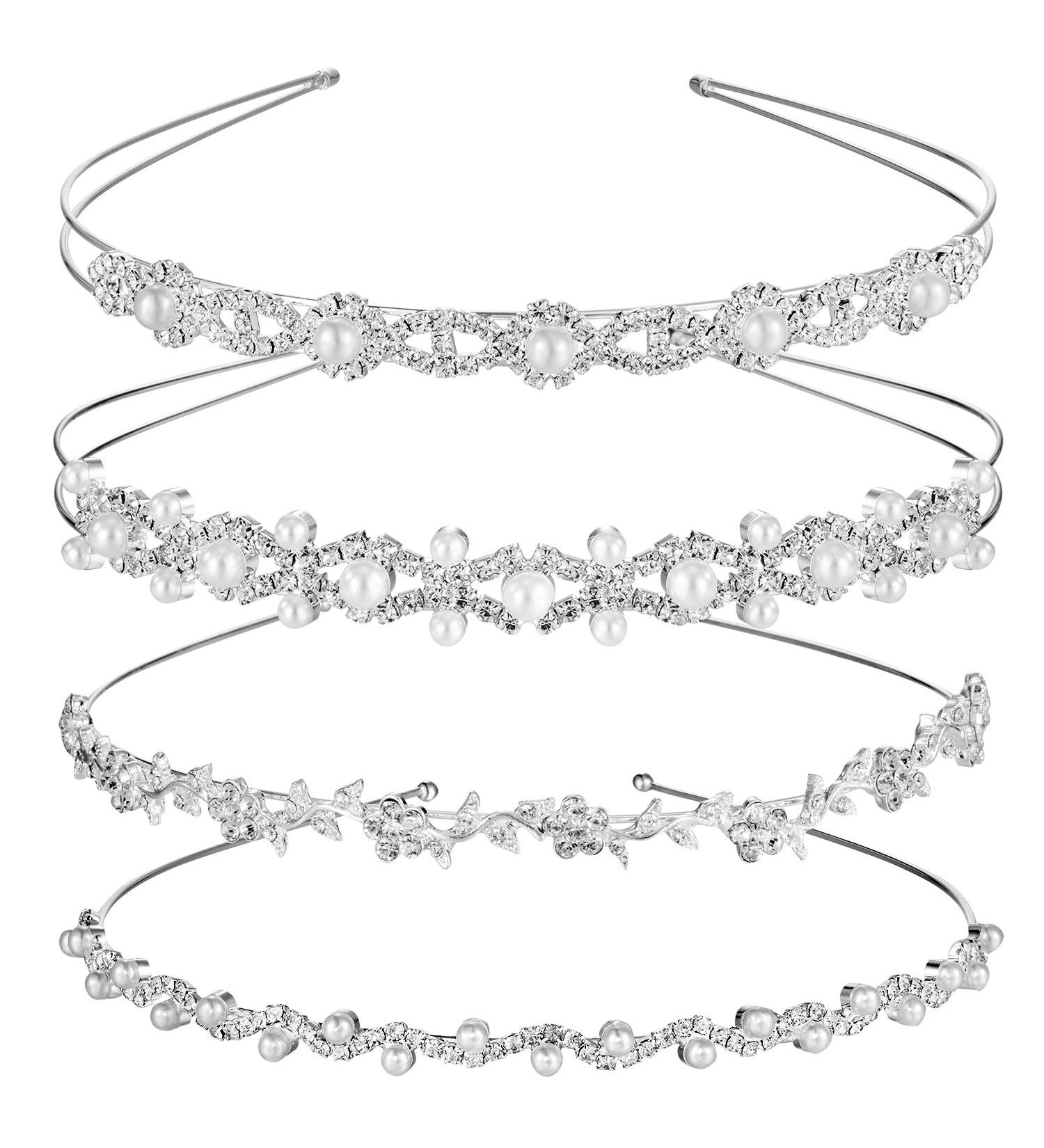 TecUnite Crystal Flower Crown and Pearl Rhinestone Headdress for Wedding Party - Style Set 2 - Buy Online on GoSupps.com