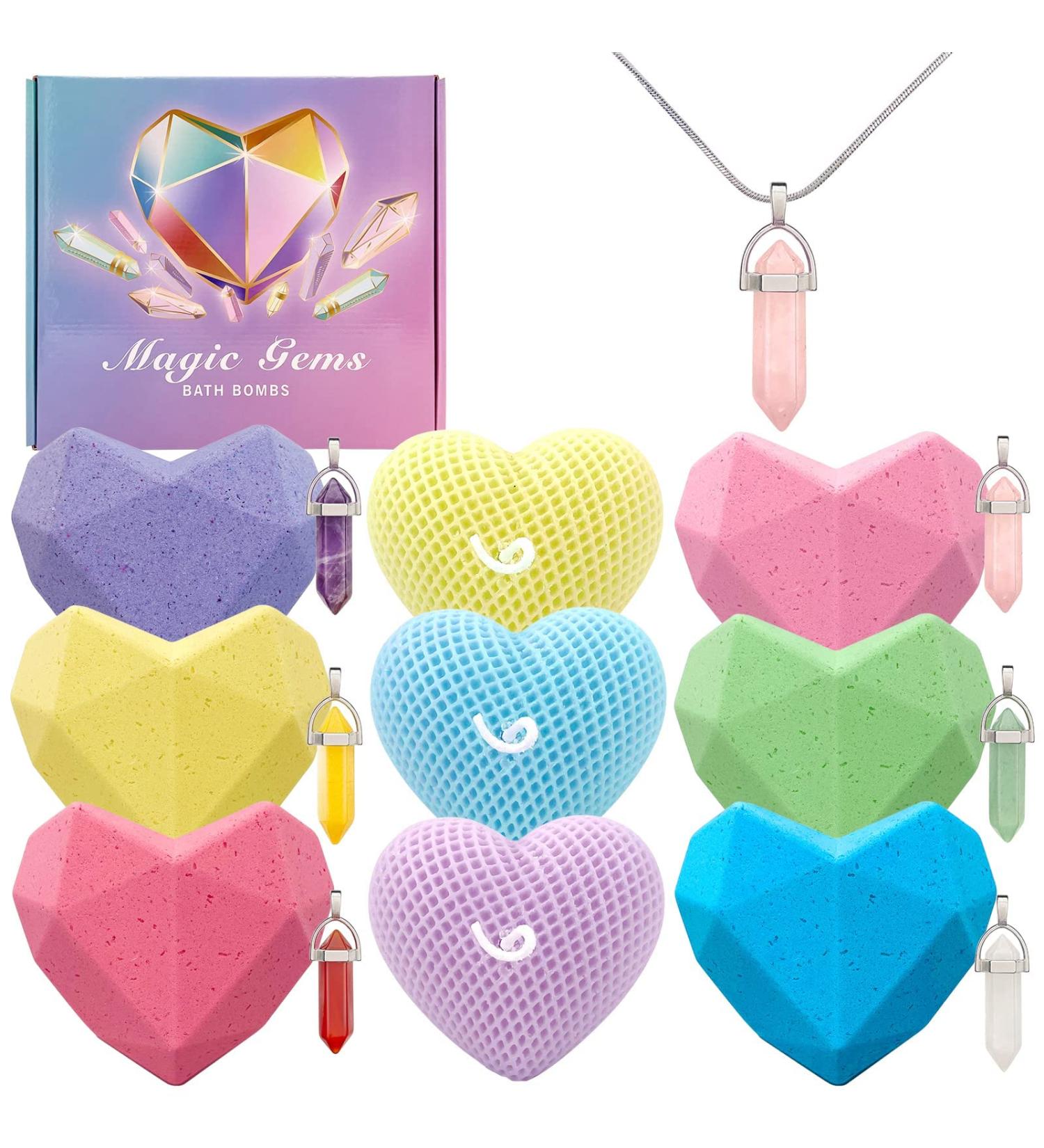 Crystal Bath Bombs Set for Teen Girls - 6 Surprise Bath Bombs & 3 Aromatherapy Candles Included - Buy Online on GoSupps.com