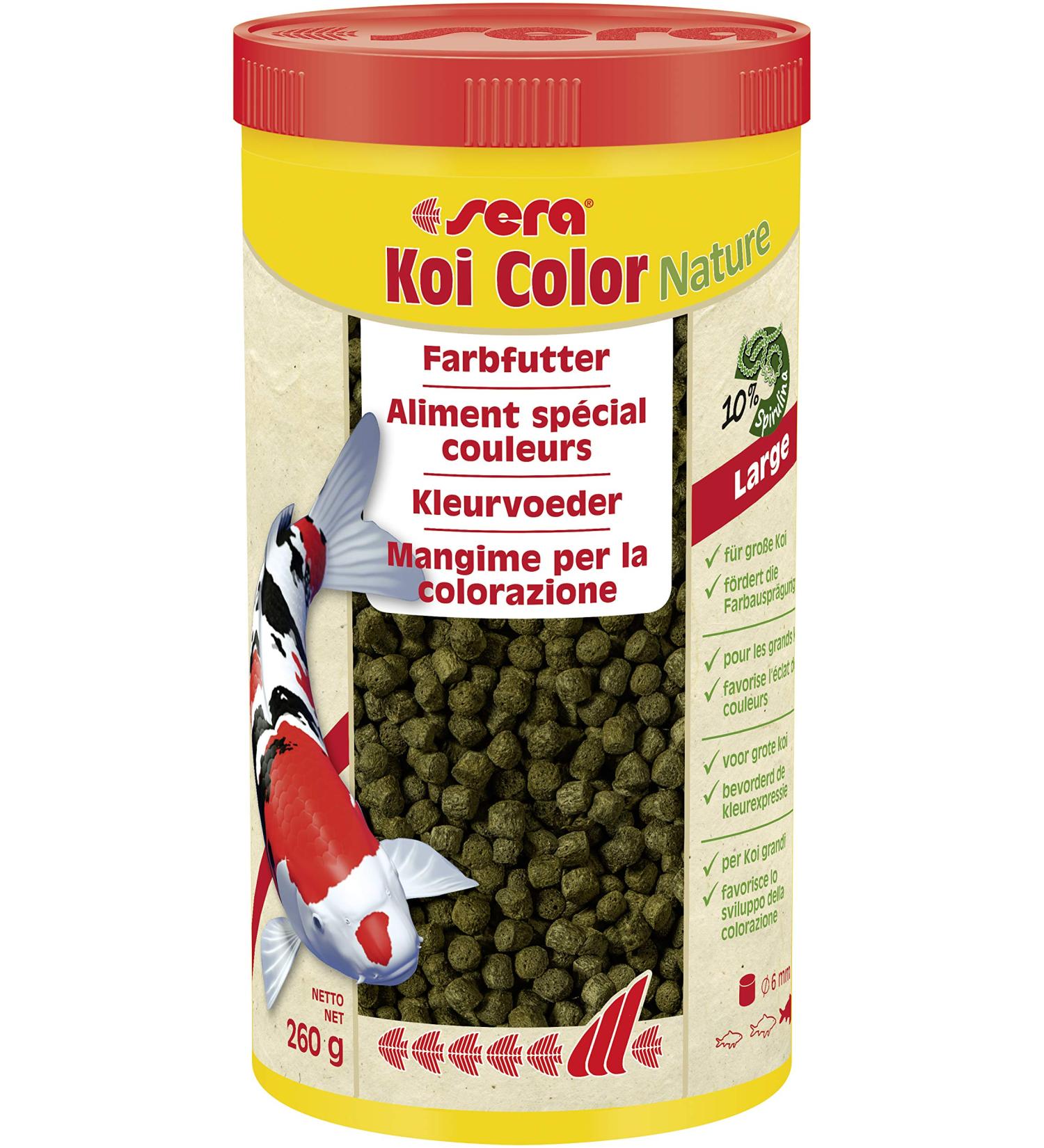 Buy Sera Koi Color Nature 1 Ltr - Natural Color Enhancer with Spirulina for Vibrant Koi - No Colors or Preservatives - 6mm Pellets - International Shipping Available - Buy Online on GoSupps.com