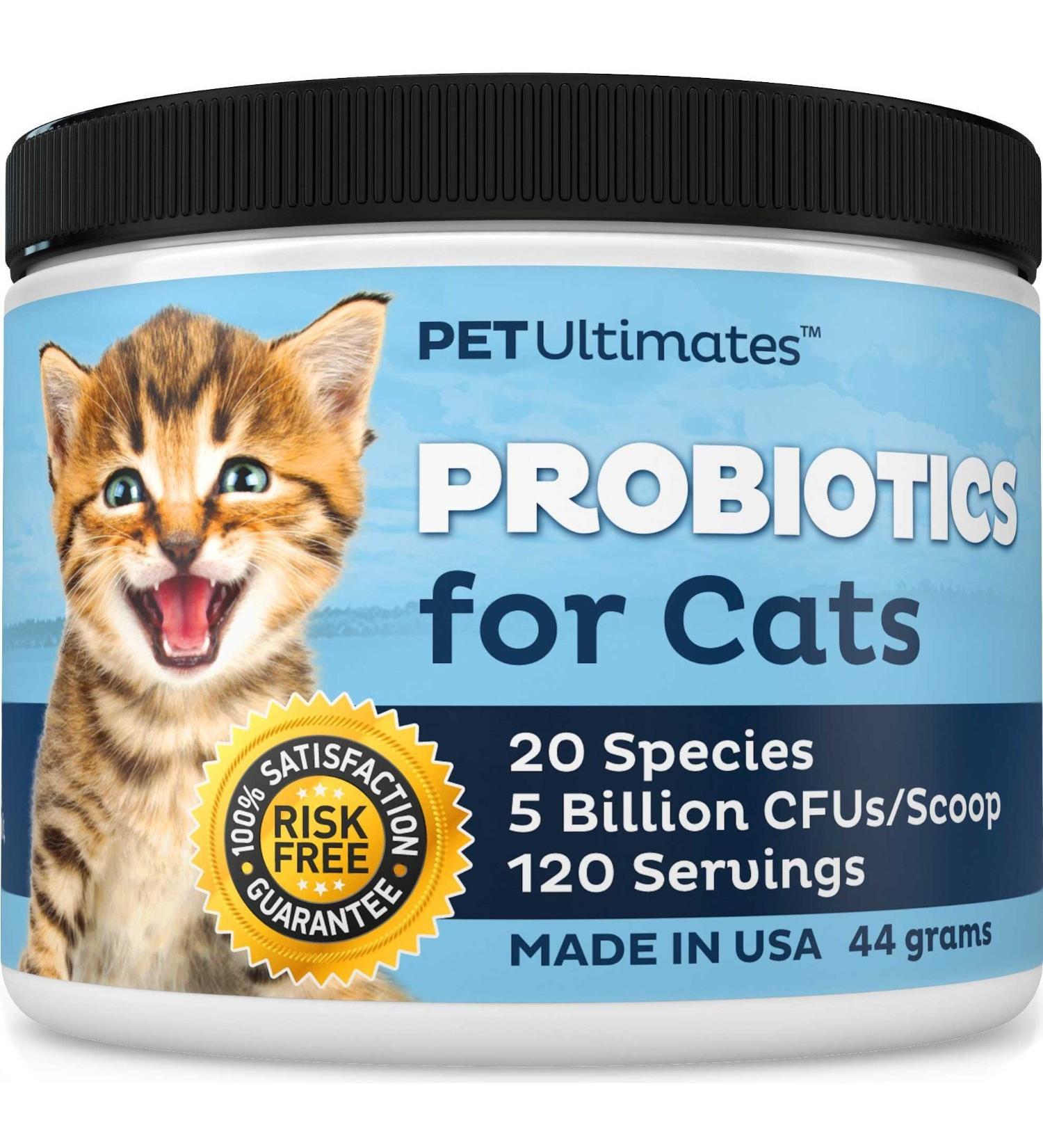 Pet Ultimates 20-Species Probiotics for Cats - Treat Diarrhea, Vomiting & Antibiotic Recovery - Enhance Digestion, Vitality - Cat Health Supply (44g) - Buy Online on GoSupps.com