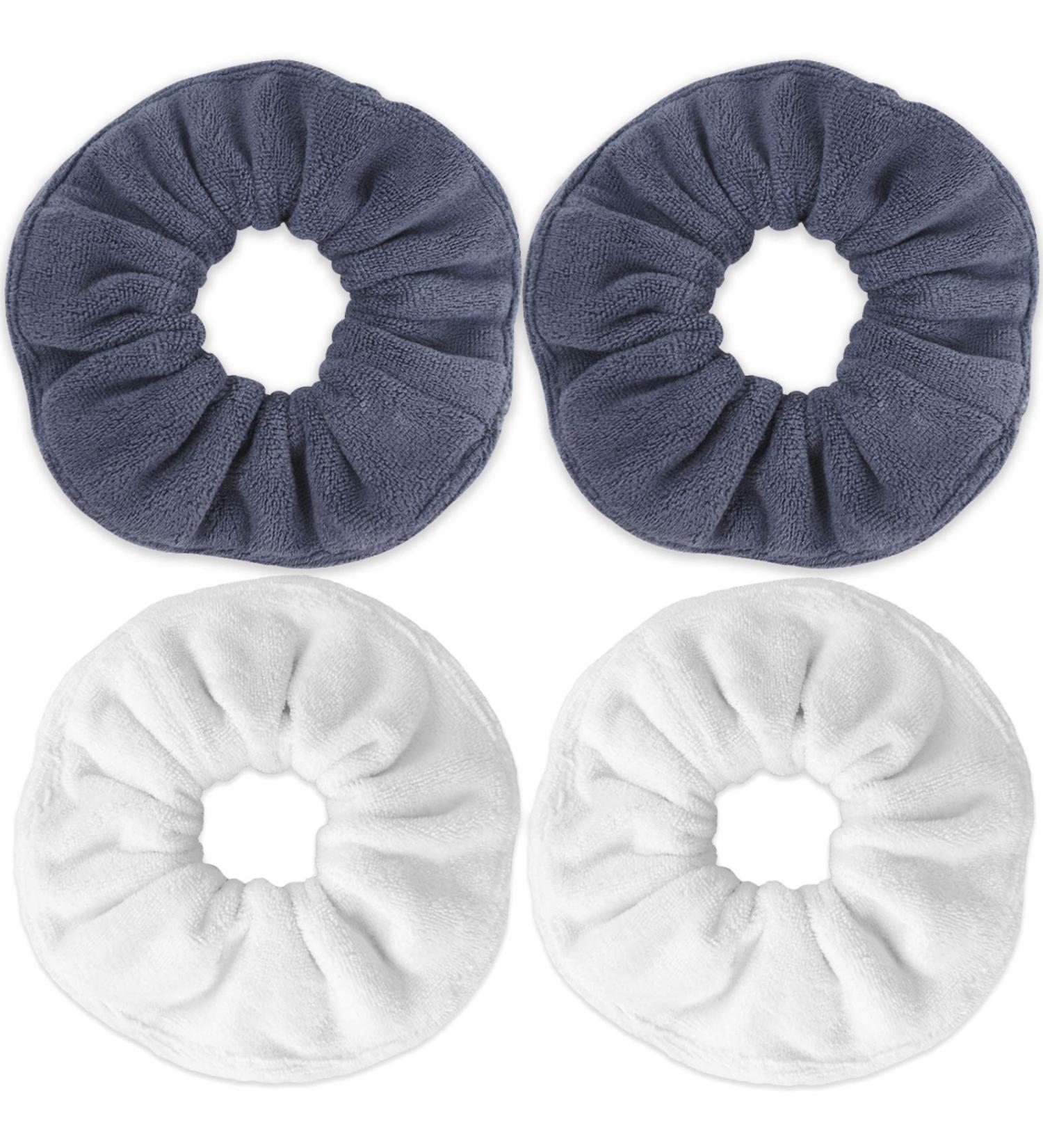IVARYSS Super Towel Scrunchies - Absorbent Microfiber for Frizz-Free Drying Hair - 4 PCS (White Grey) - Buy Online on GoSupps.com