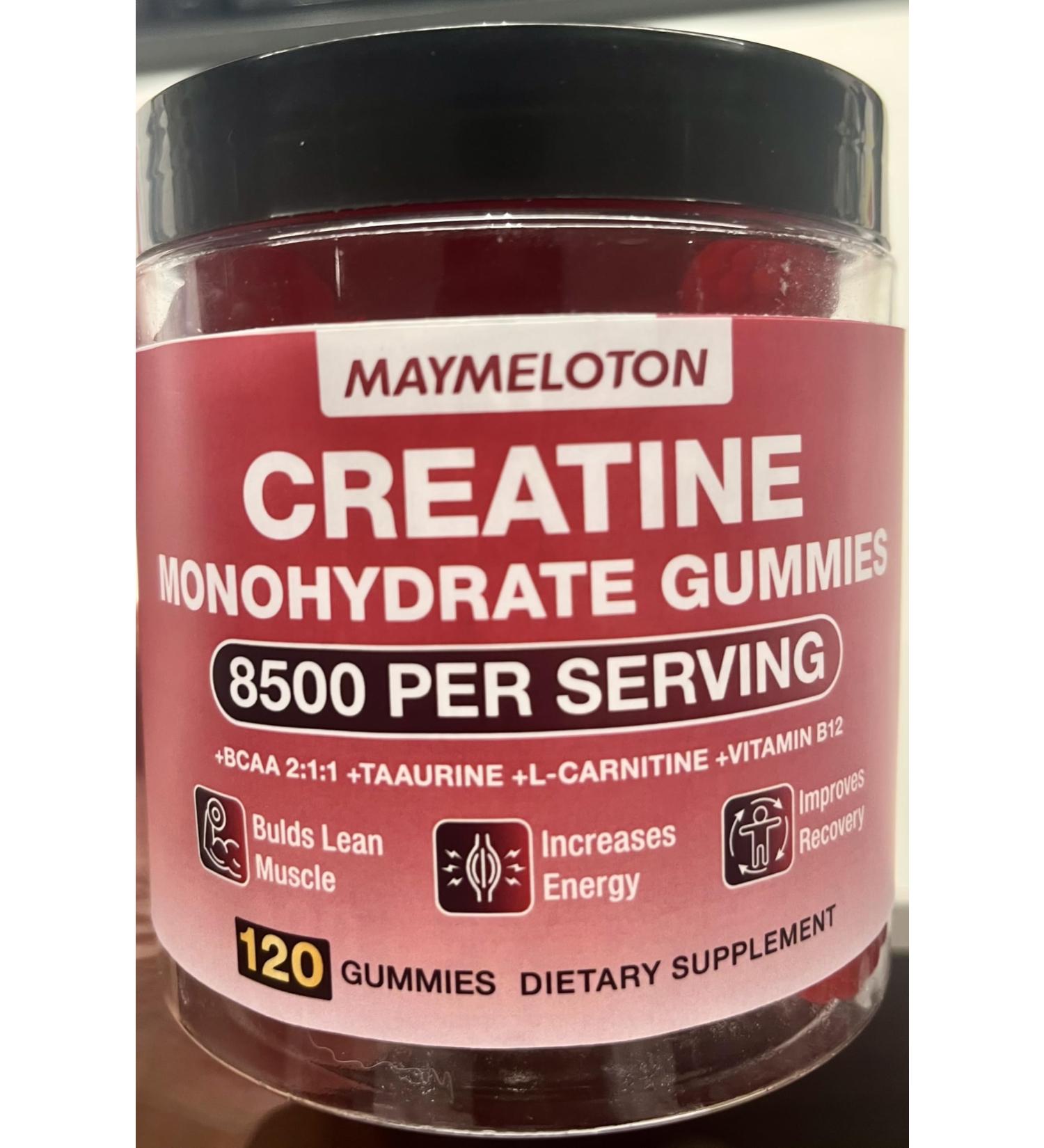 MAYMELOTON 60 Count Raspberry Flavor Creatine Gummies