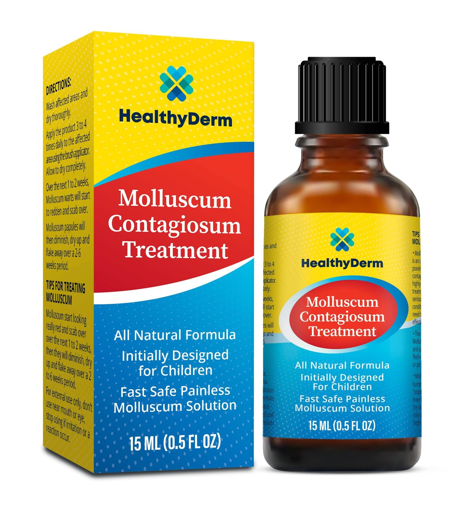 Molluscum Contagiosum Treatment: Fast, Safe, Painless Solution for Children and Adults - 1 Month Supply by HealthyDerm - 15mL / 0.5 Fl Oz - Buy Online on GoSupps.com
