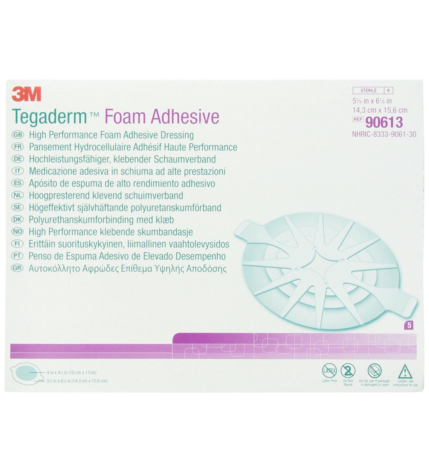 3M Tegaderm High Performance Foam Adhesive Dressing 90613 Medium Oval 5 EA/CTN 6 CTN/CS