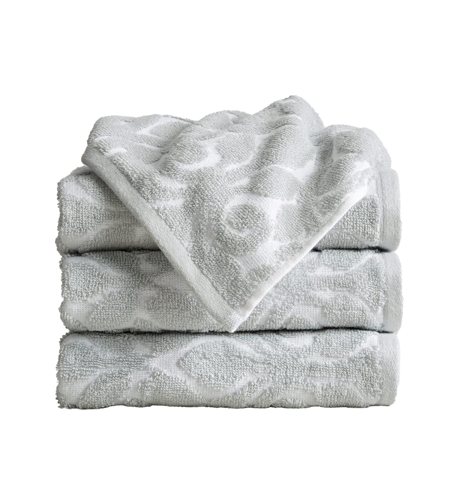 Great Bay Home Cassie Collection 100% Cotton Jacquard Hand Towels, Absorbent & Quick-Dry - White/Grey (4-Pack) - Buy Online on GoSupps.com