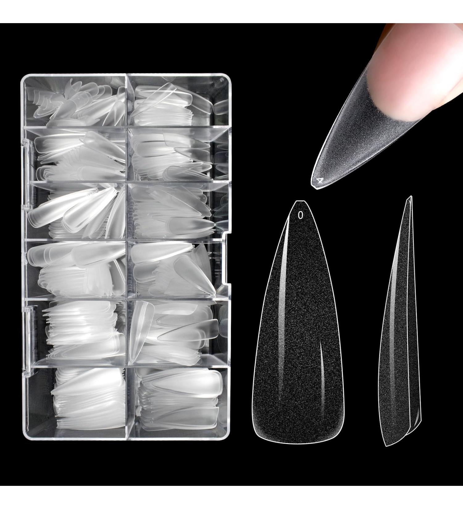 504pcs False Fake Nail Tips Pre-Buff Long Almond for Acrylic LEA-SHALL Soft Gel PMMA No File Matte Tip Break Resistant Clear Full Cover Nails Traceless Artificial Press On Kit Extension Set 504pcs Pre-Buffed Long Almond with Box - Buy Online on GoSupps.com