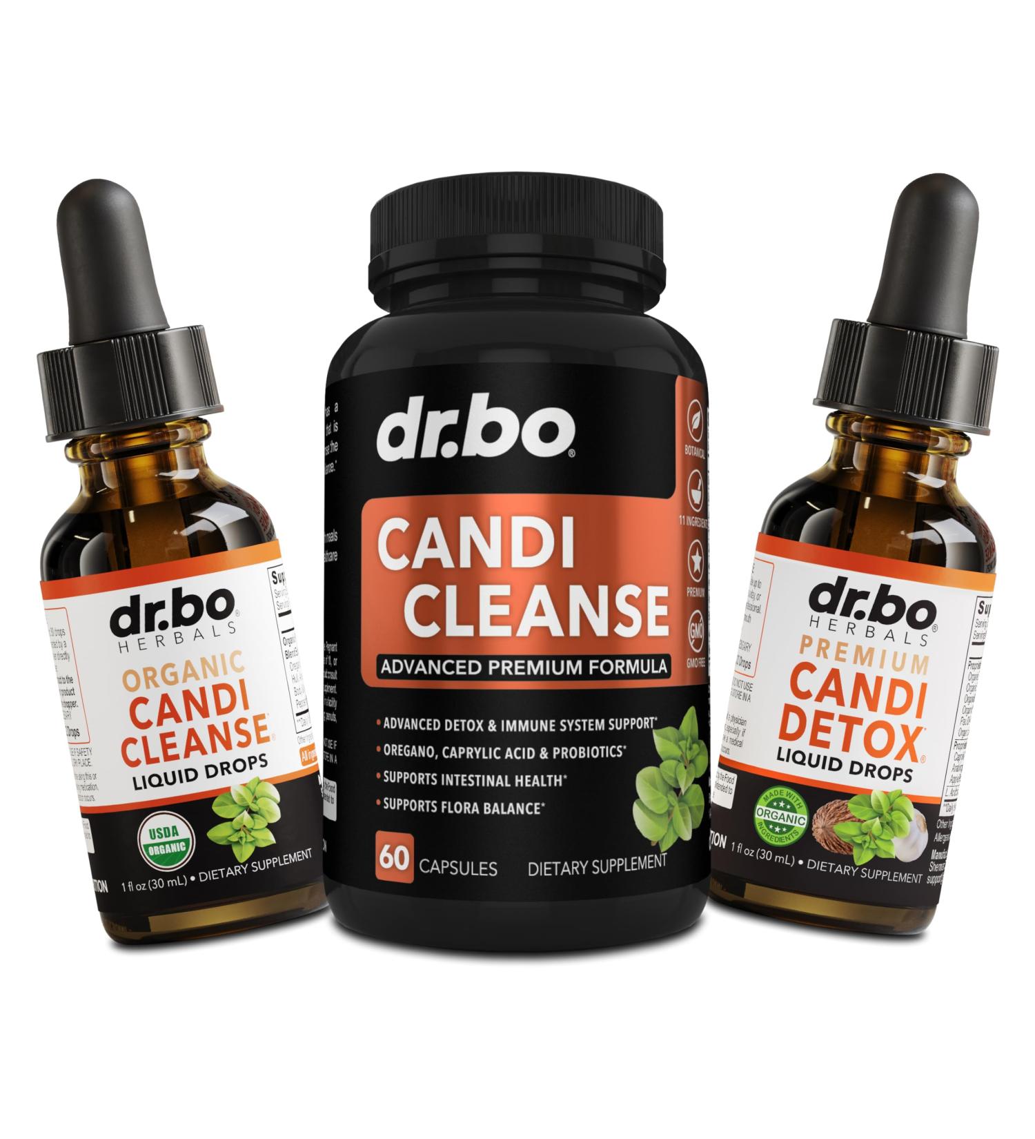 Candida Cleanse Detox Pills & Drops - Organic Oregano Oil Drops Caprylic Acid Black Walnut Wormwood Candi Support Capsules Kit - Natural Oral Anti Overgrowth Gut Balance Flora Complex Supplements - Buy Online on GoSupps.com