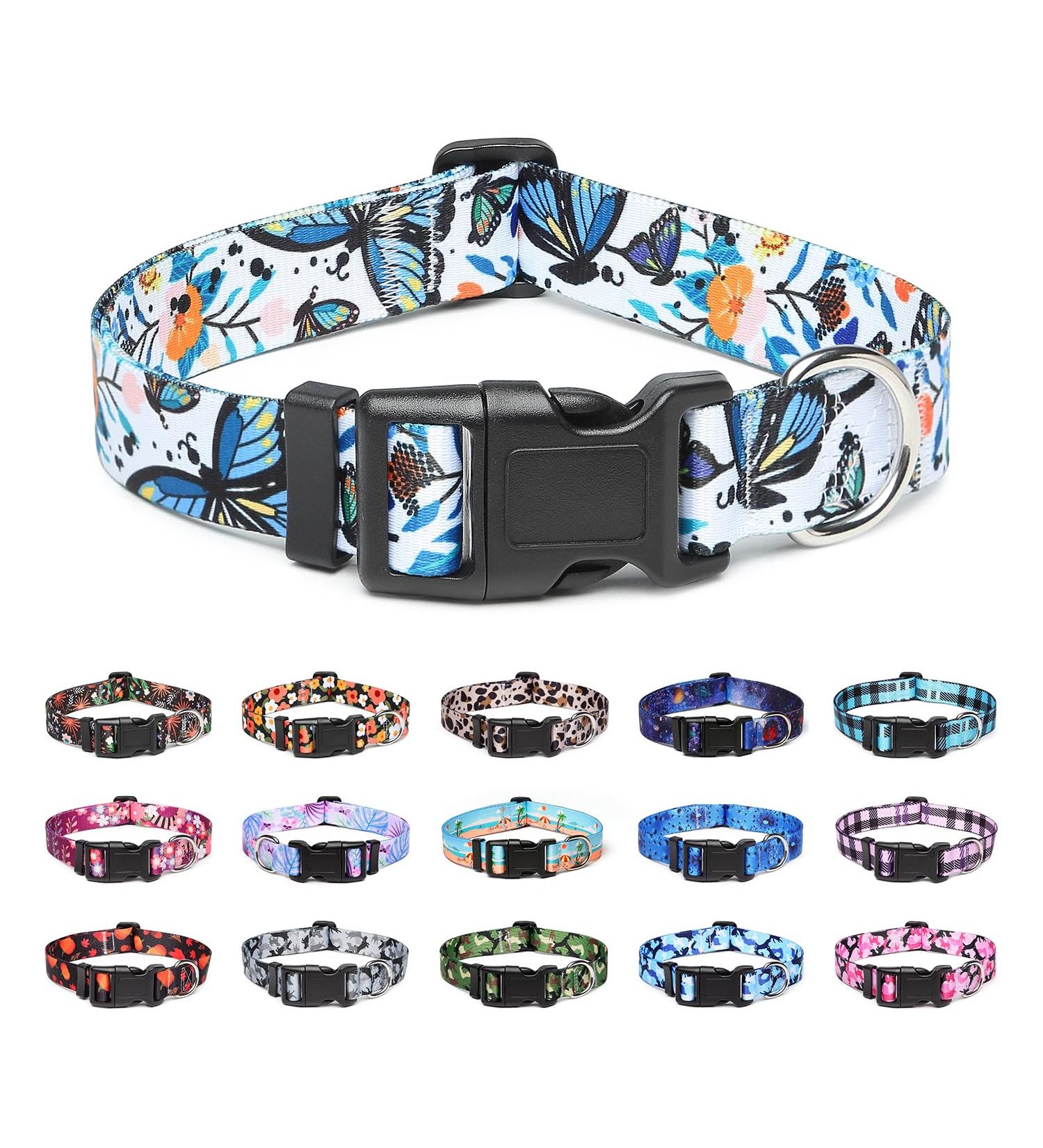 Suredoo Adjustable Nylon Dog Collar for Small & Medium Dogs - Soft Comfortable L Size (Neck 38-63 cm) with Butterfly Design - Buy Online on GoSupps.com