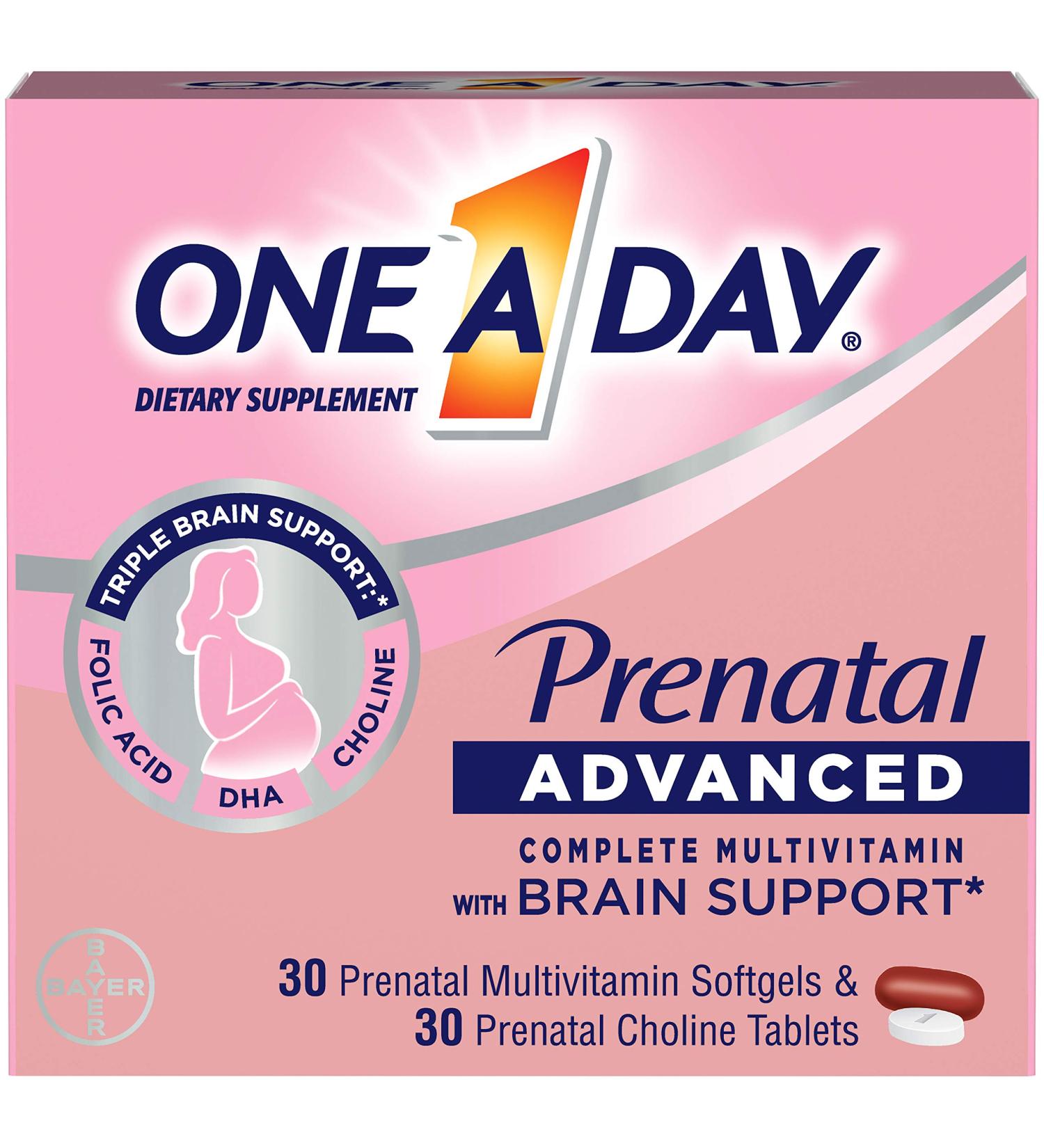 One A Day Women's Prenatal Advanced Complete Multivitamin with Brain Support - 60 Count Set - Buy Online on GoSupps.com