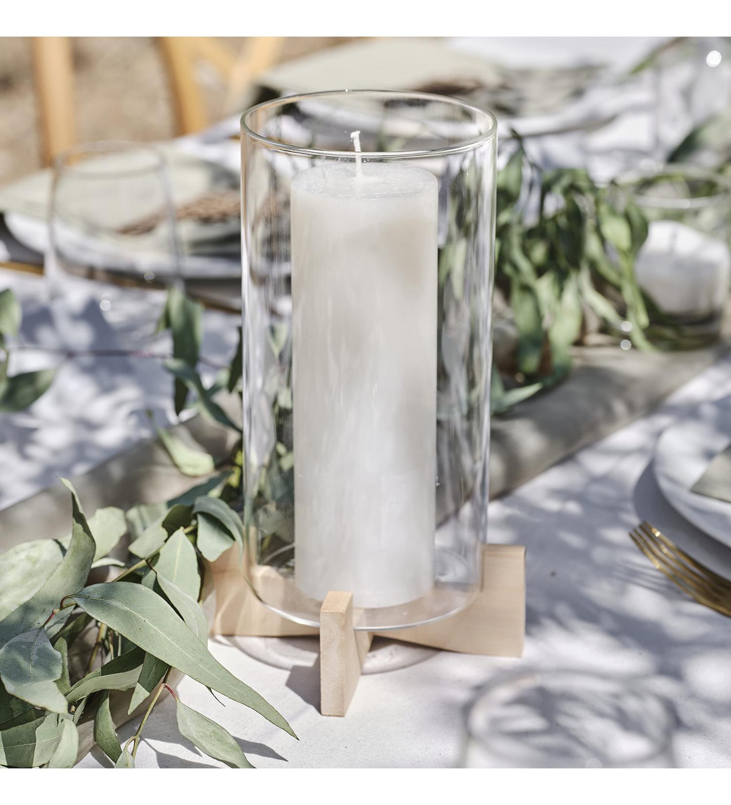 Shop Ginger Ray Candle Holder Glass Decoration with Wooden Base | Wedding & Party Candle Holders - International Shipping Available - Buy Online on GoSupps.com