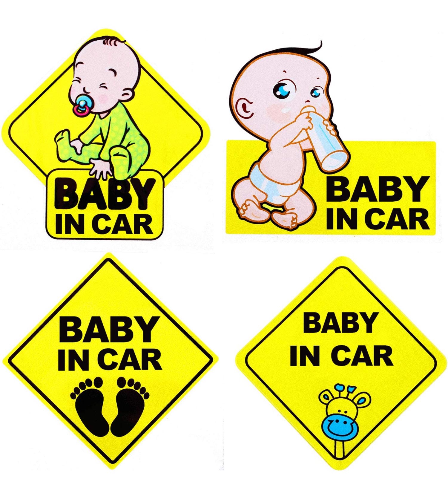 4 Piece Reflective Baby on Board Safety Signs Stickers Set for Car - Baby in Car Decal - Buy Online on GoSupps.com