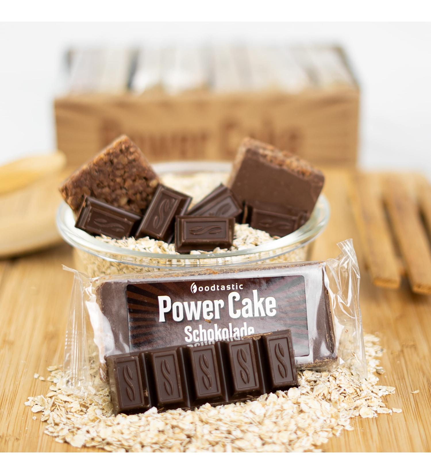 Foodtastic Power Cake Chocolate - Handmade Oat Bar Energy Snacks | Delicious Flapjack Bars (30 x 120g) for International Shipping - Buy Online on GoSupps.com
