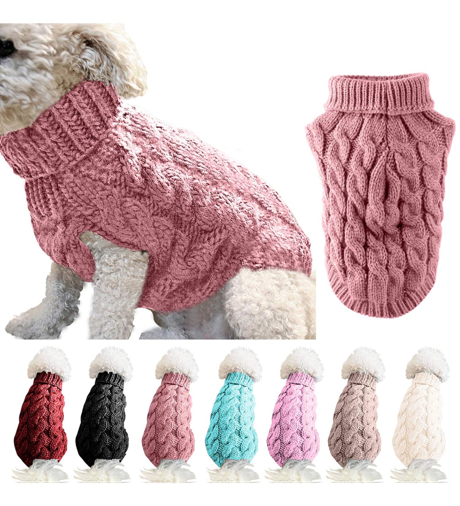 FAMKIT Pet Dog Turtleneck Knitting Sweater Coat - Warm Pullover for Small/Medium Dogs, Light Pink XL - Buy Online on GoSupps.com
