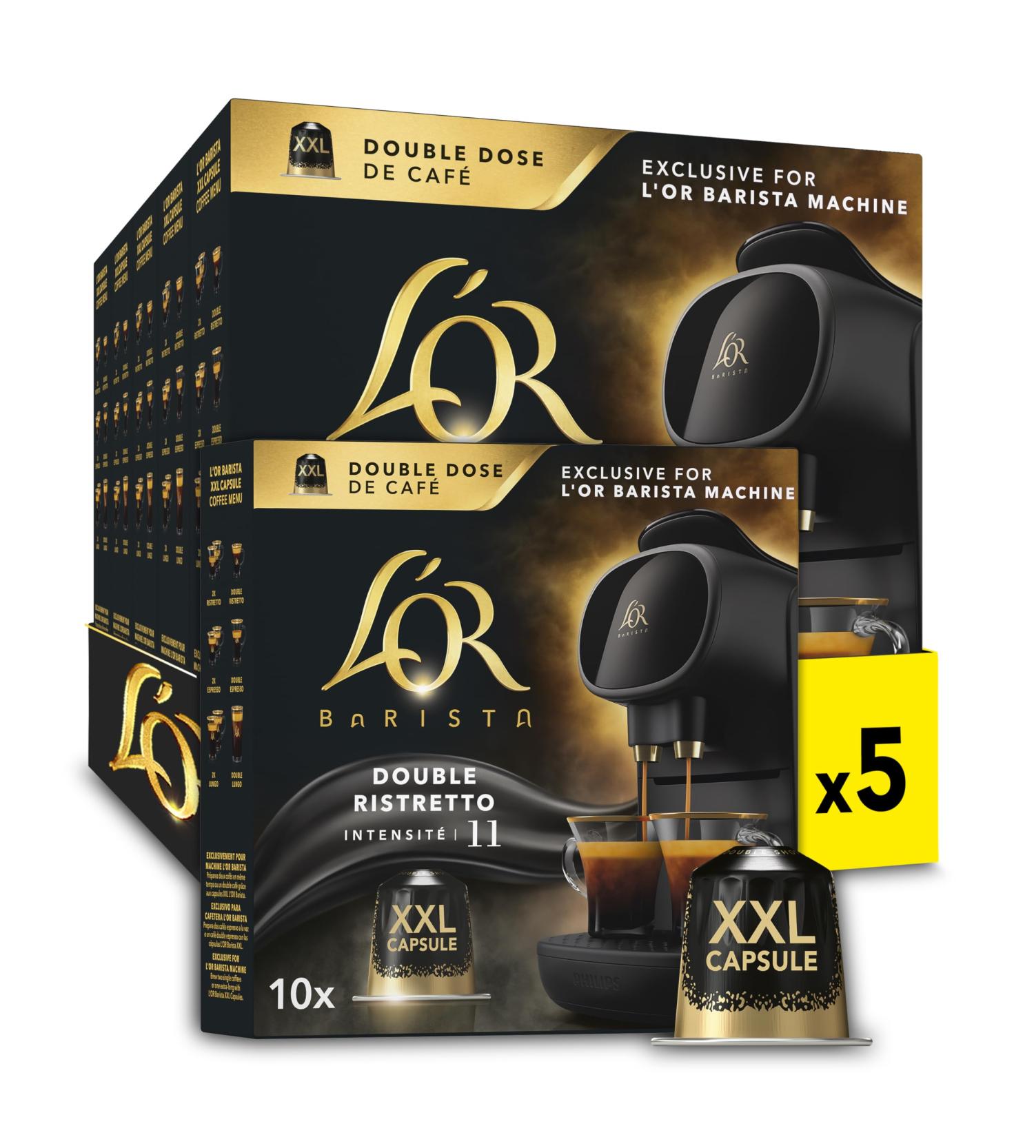 L OR BARISTA Double Ristretto XXL Aluminium Coffee Capsules (5 X 10 Pods) Intensity 11 - Buy Online on GoSupps.com