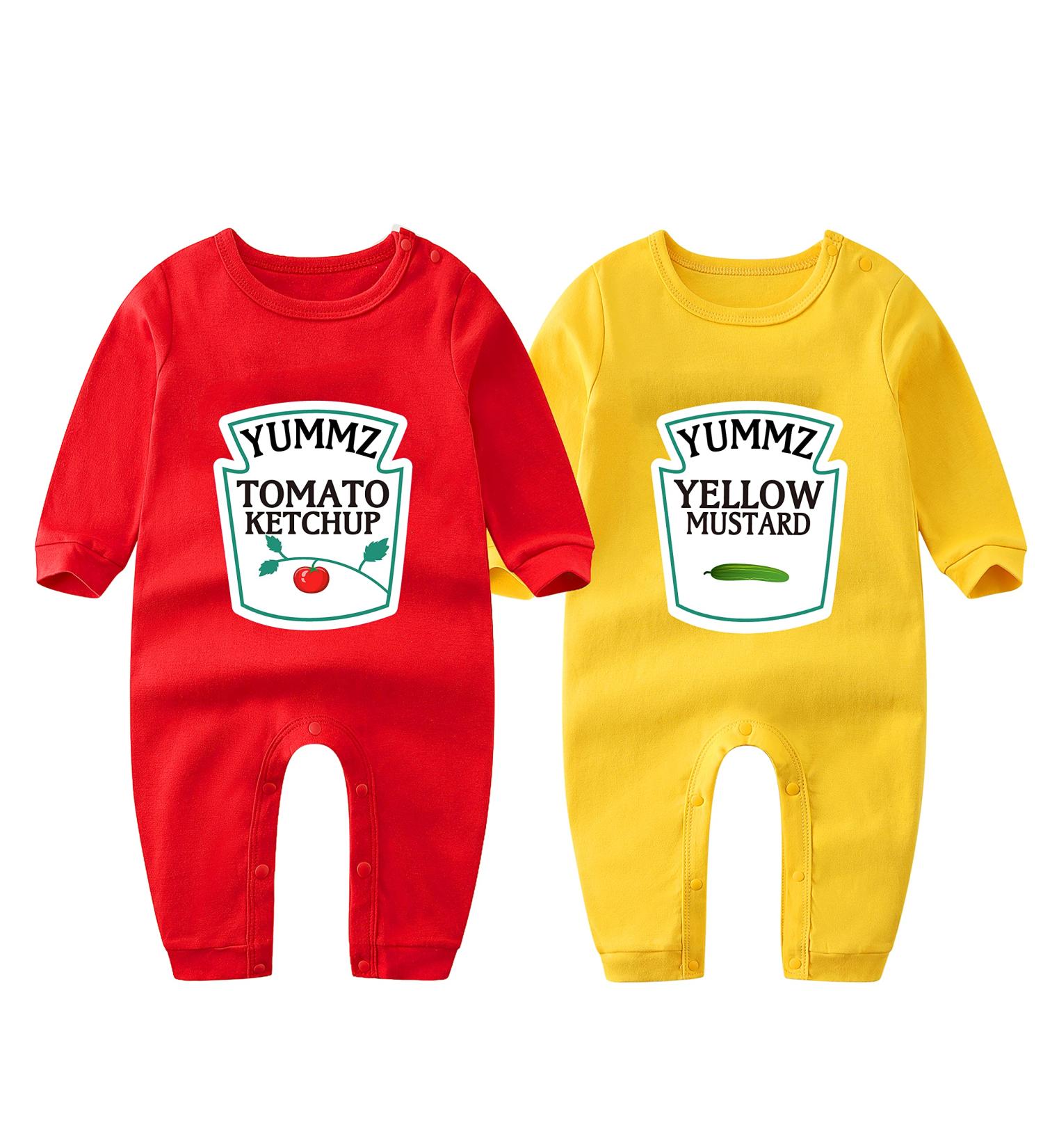 Culbutomind Baby Twins Bodysuit | Ketchup Mustard Newborn Outfits | Unisex Romper | Infant Jumpsuit (3-6 Months) - Buy Online on GoSupps.com