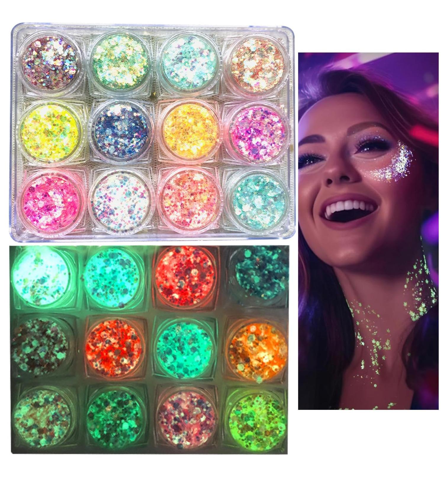  Gupcaqosjw Shimmering face gel glittery body makeup - 12 colors of large glitter makeup | Glitter gel for lips and nails liquid eyeshadow - Buy Online on GoSupps.com