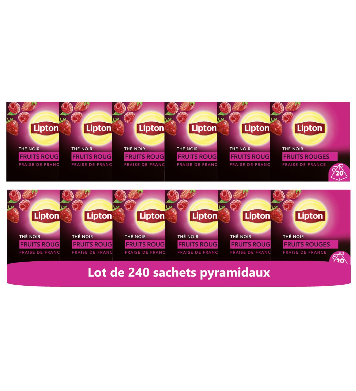 Lipton Th Noir Fruits Rouges Go t Fraise de France 12x20 Sachets Pyramid 240 Sachets - Buy Online on GoSupps.com