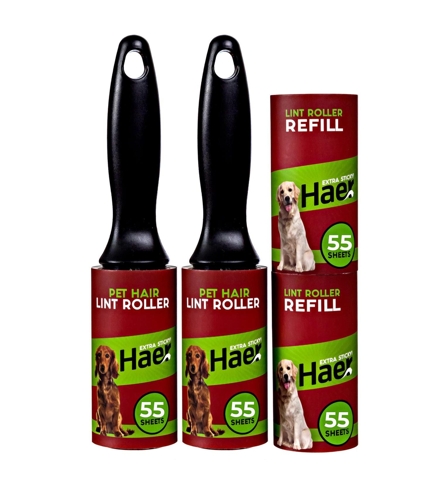 PET HAIR REMOVAL: Haer Lint Rollers 4 Pack - 220 Extra Sticky Sheets - Clothes Lint Remover - Buy Online on GoSupps.com