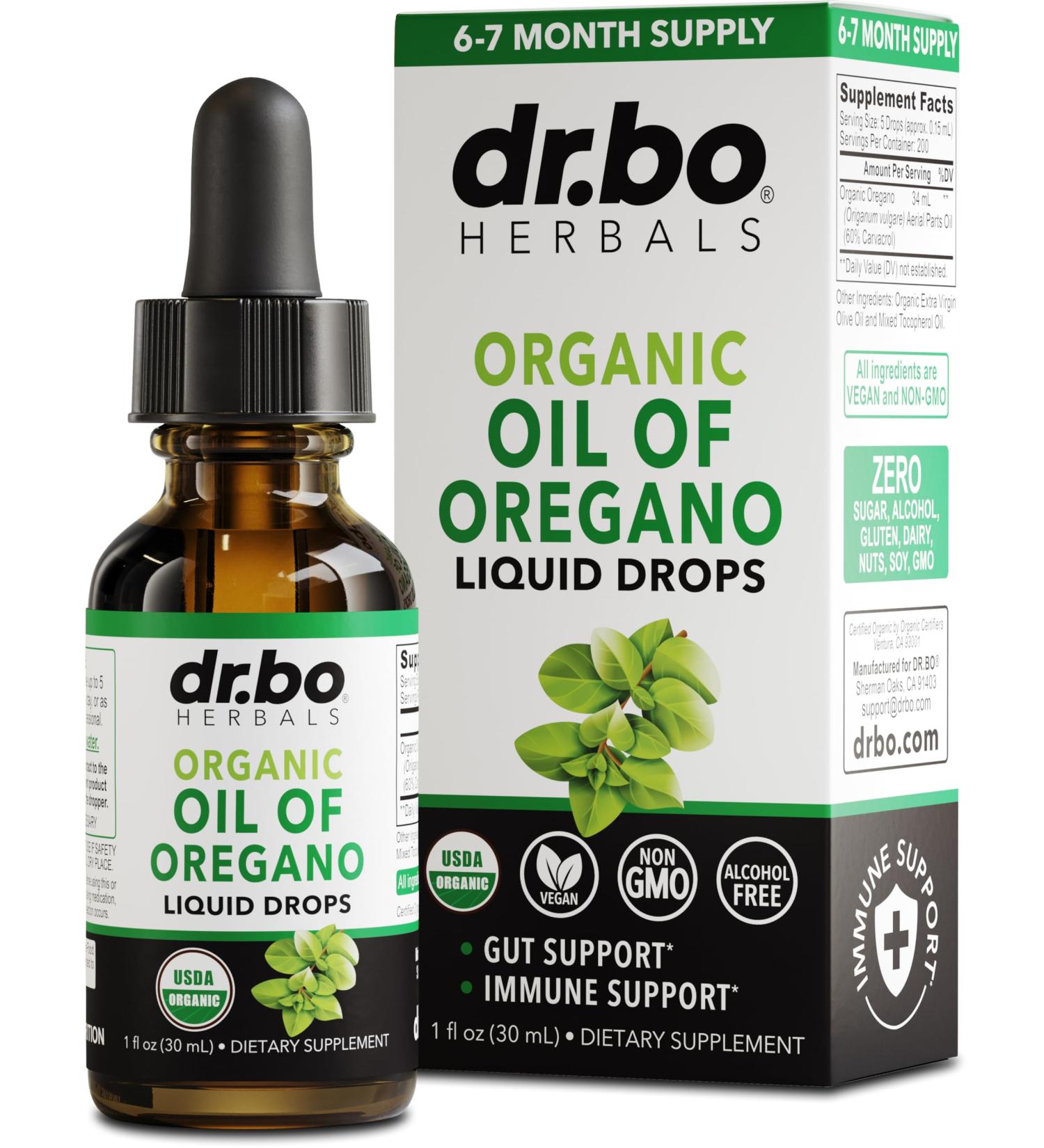 Oregano Oil Organic Liquid Drops - 6 Month Supply Organic Oil of Oregano Drops Liquid Tincture Extract Cleanse Detox Immune Support Digestive Gut Health - Pure Vegan Non-GMO Herbal Tincture 1 oz - Buy Online on GoSupps.com