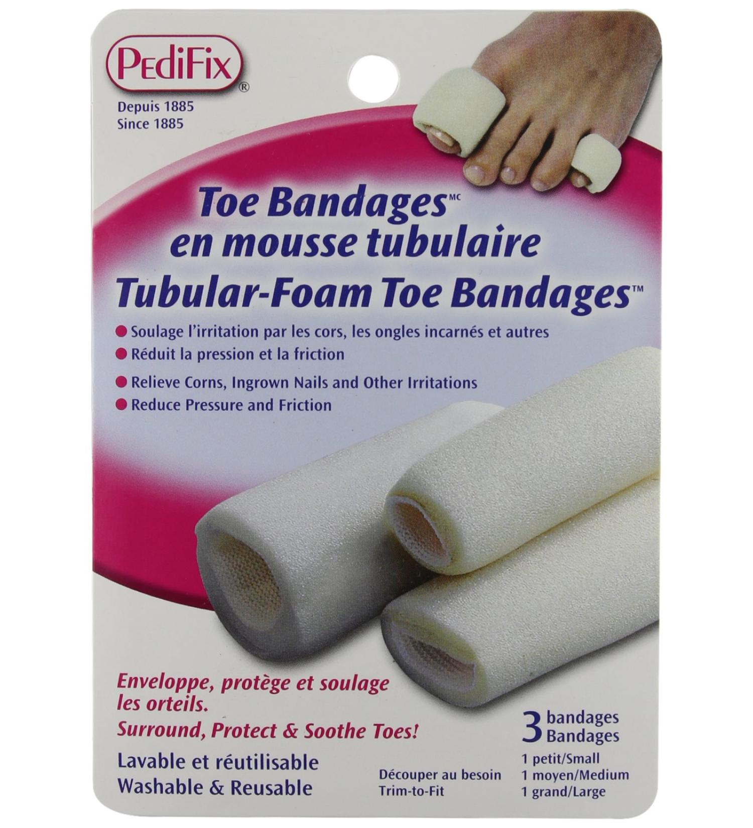 Pedifix (a) Tubular-Foam Toe Bandage Pk/3 (1 Ea S M L)