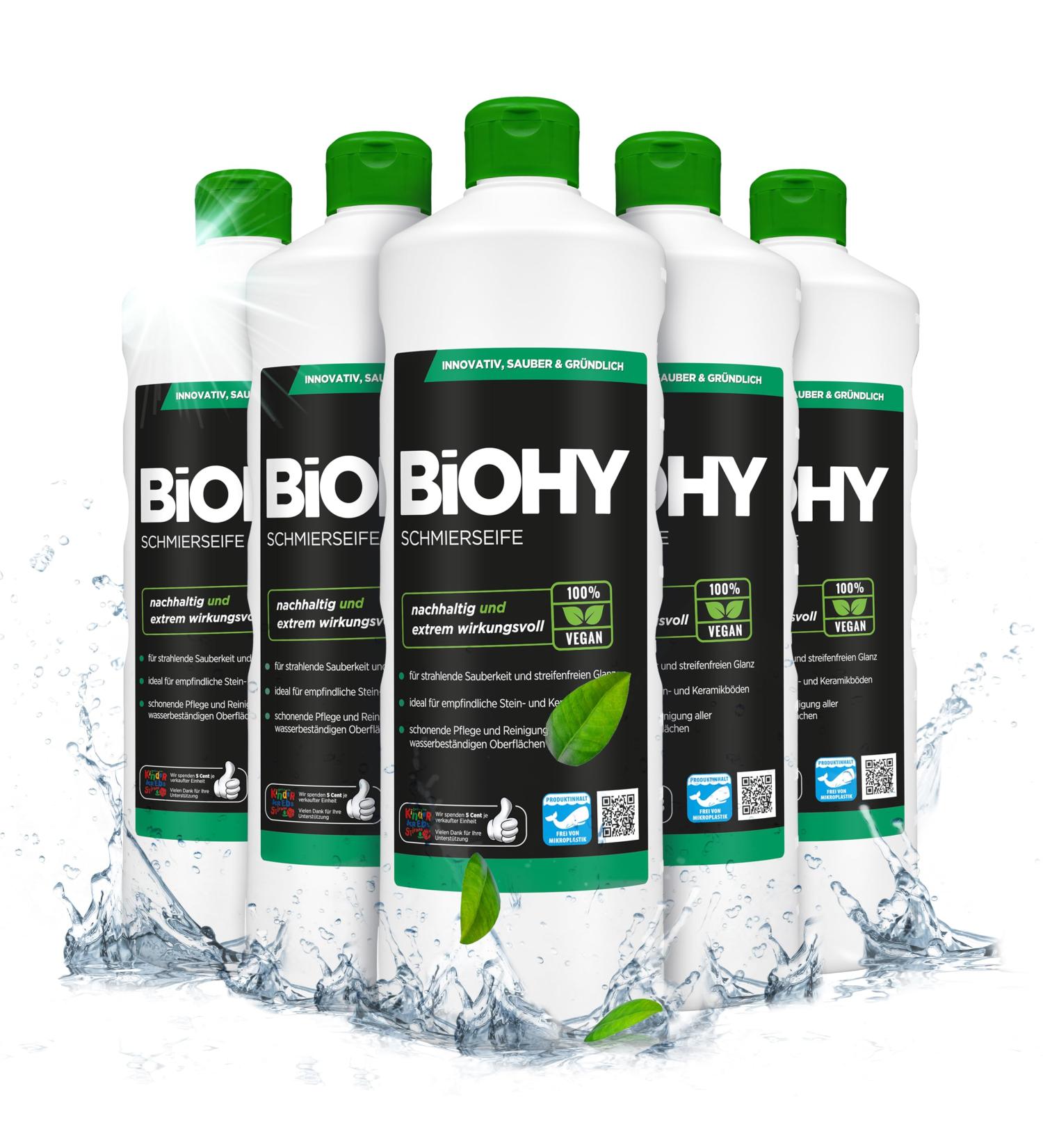 Biohy Lubrication Soap (6 x 1L) | Organic Floor Cleaner | Extra Strong & Effective | Fast Liquid Formula | 1L Concentrate for Dirt & Aphids Removal - Buy Online on GoSupps.com