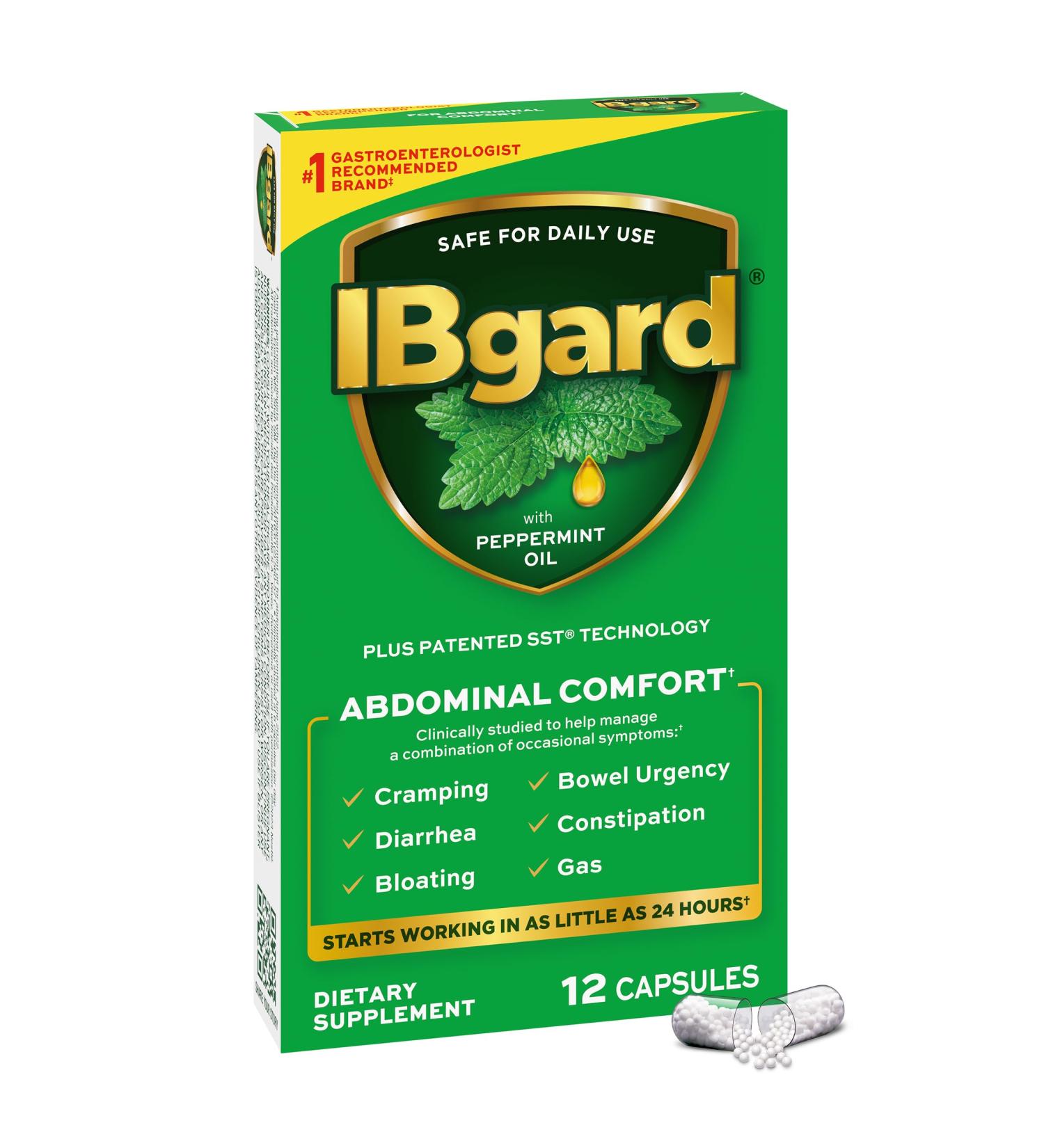 IBgard Gut Health Supplement - Peppermint Oil Capsules for Abdominal Comfort | 12 Capsules - International Shipping Available - Buy Online on GoSupps.com