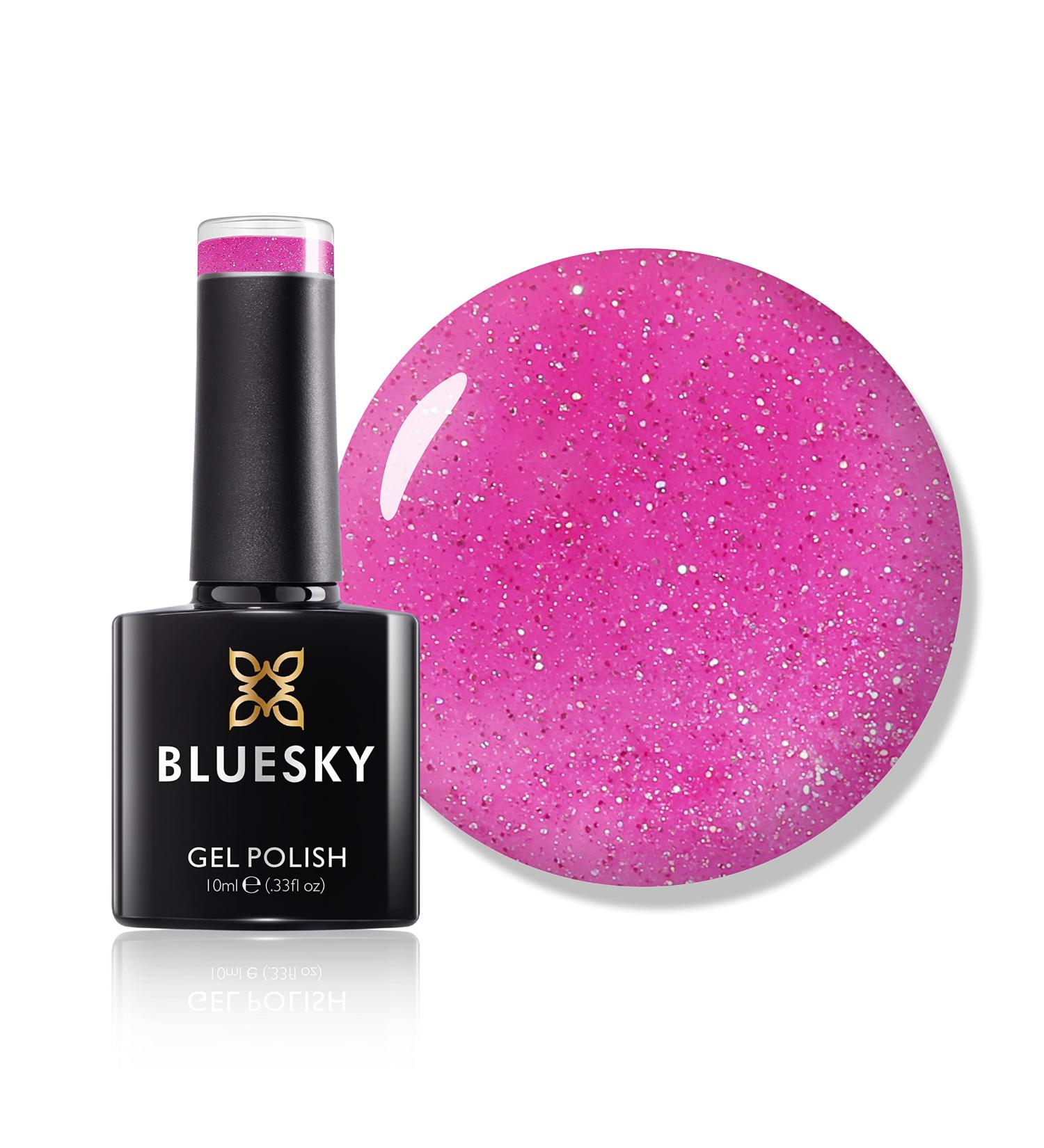 Bluesky Gel Nail Polish Hot Pink Sparkle Pch36 Candy Pink Glitter Shimmer Sparkle Long Lasting Chip Resistant 10 ml (Requires Drying Under UV LED Lamp) - Buy Online on GoSupps.com
