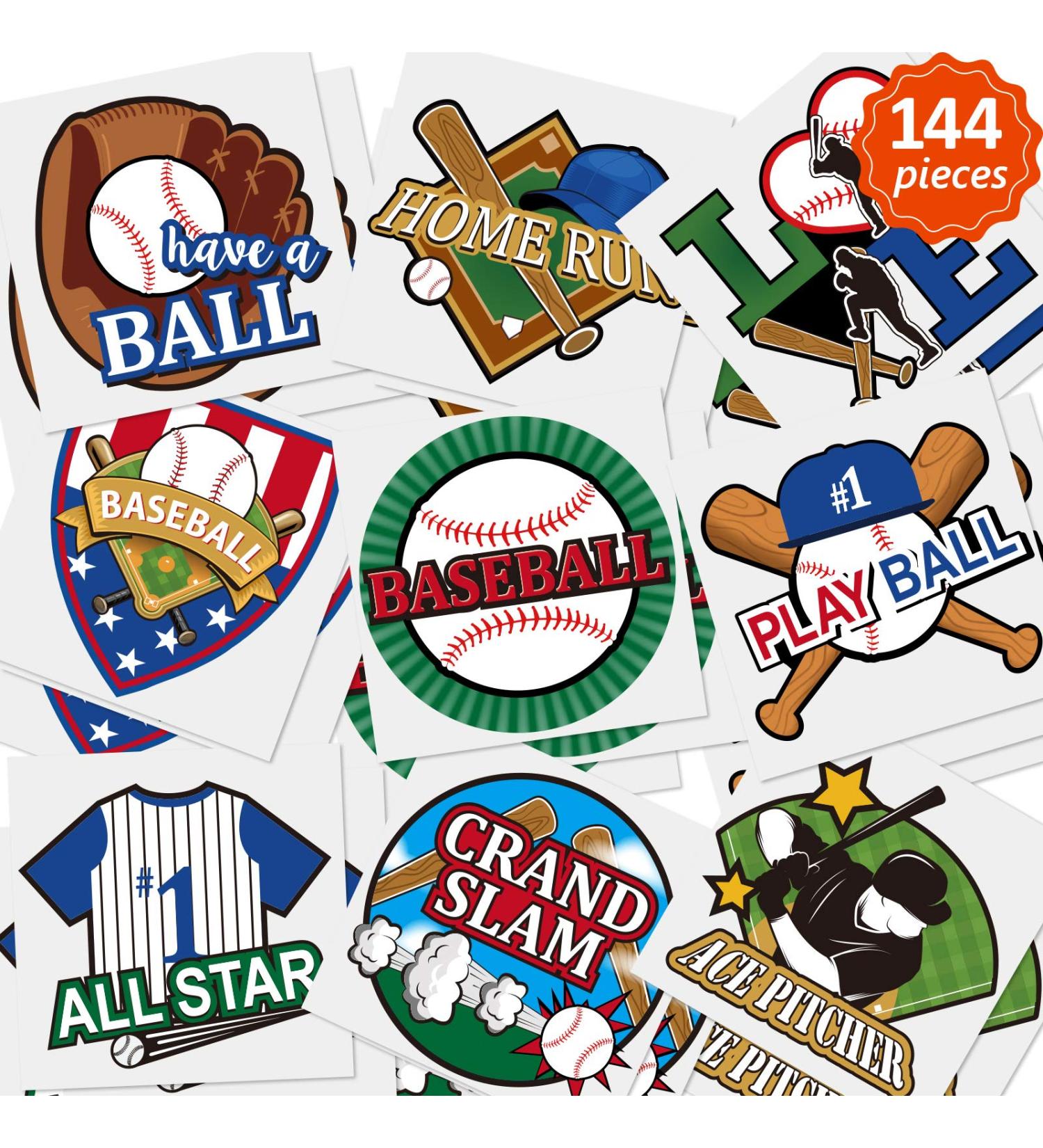 144 Pcs Baseball Sport Themed Waterproof Stickers - Birthday Party Decoration Supplies - Buy Online on GoSupps.com