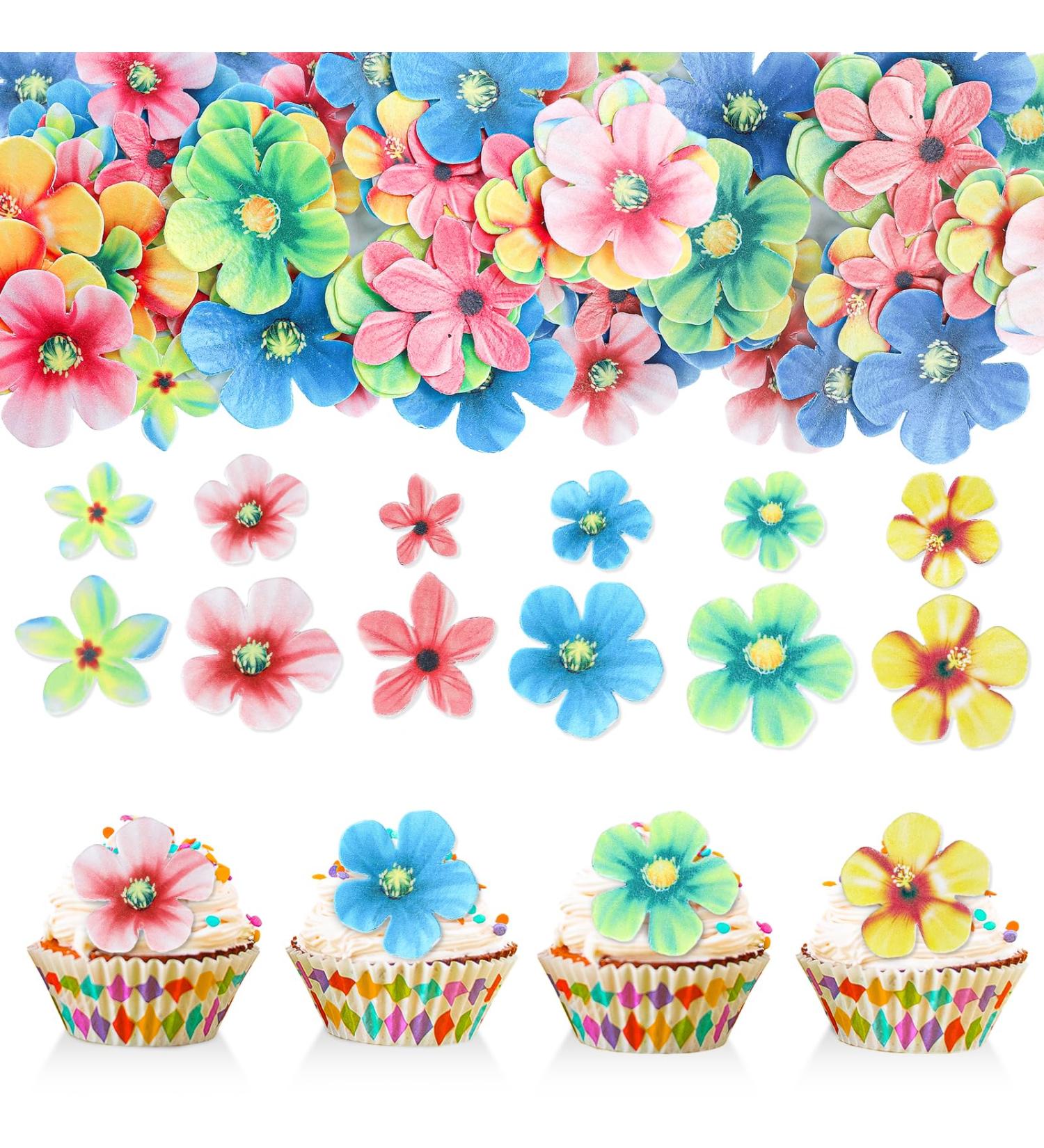 70 Pieces Gold Rock Edible Flower Cake Decorations | Wafer Paper Floral Party Accessories for Weddings Birthdays & Celebrations - Buy Online on GoSupps.com