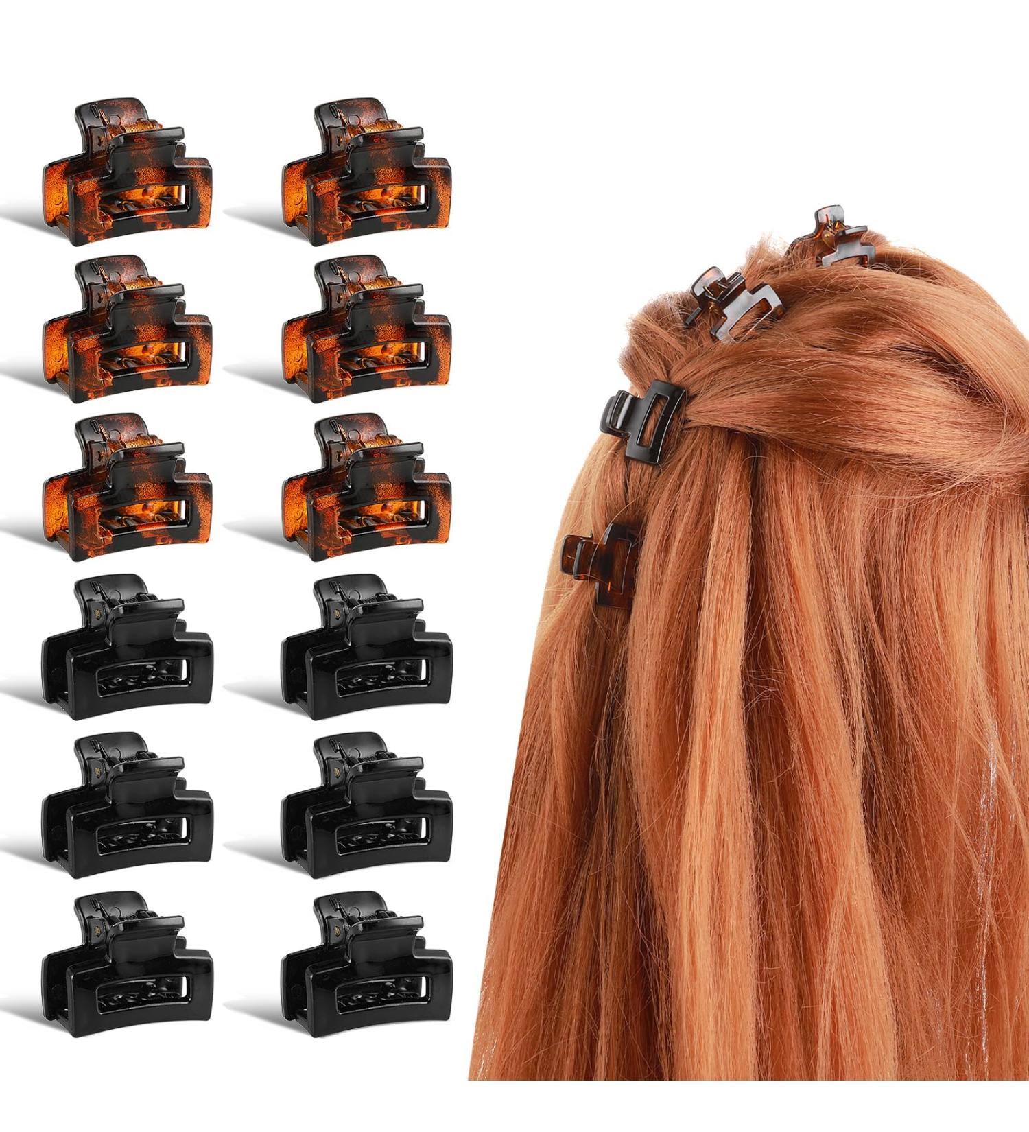 Wllhyf 12-Pack Mini Hair Clips - Durable Non-Slip 90s Accessories for Women & Girls - Perfect for Thin & Thick Curly Hair - Multi-Color Shiny Black & Brown - Buy Online on GoSupps.com