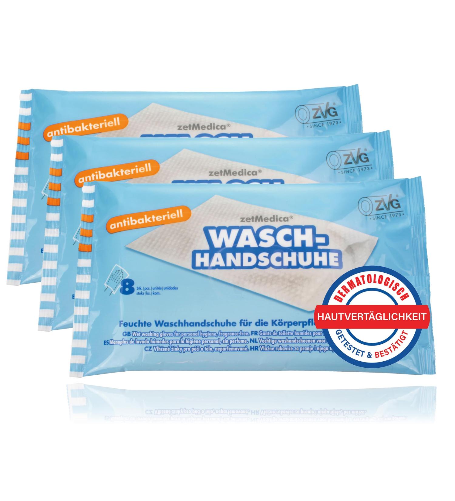 Generically ZVG Moist Antibacterial Washing Gloves 3 Packs of 24 Perfume-Free Gloves for Bedridden Patients | Disposable & Convenient - Buy Online on GoSupps.com