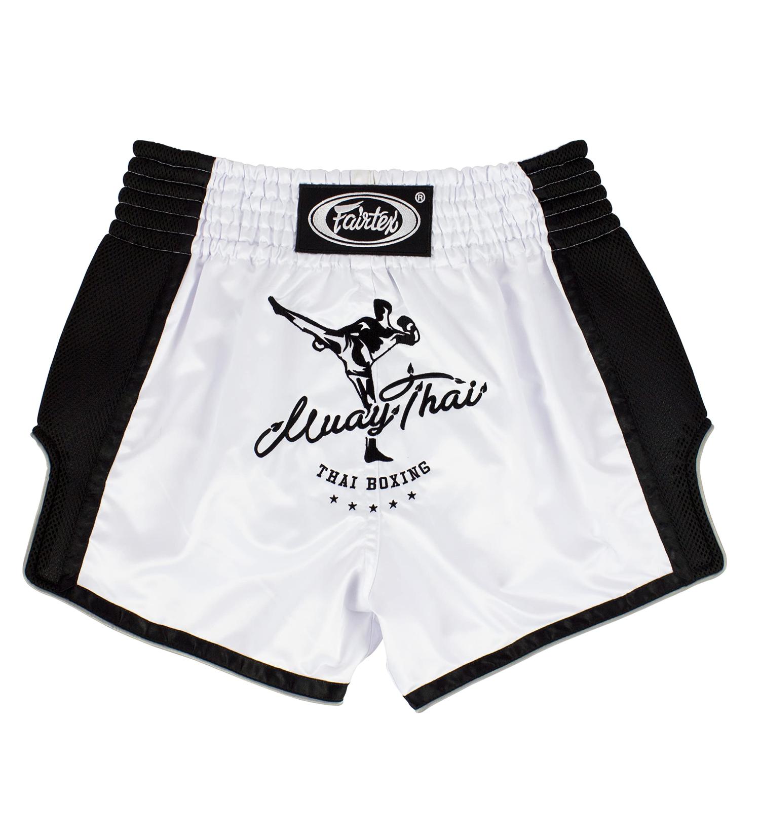 Faitex Slim Cut Muay Thai Boxing Shorts - White (Large) - Buy Online on GoSupps.com