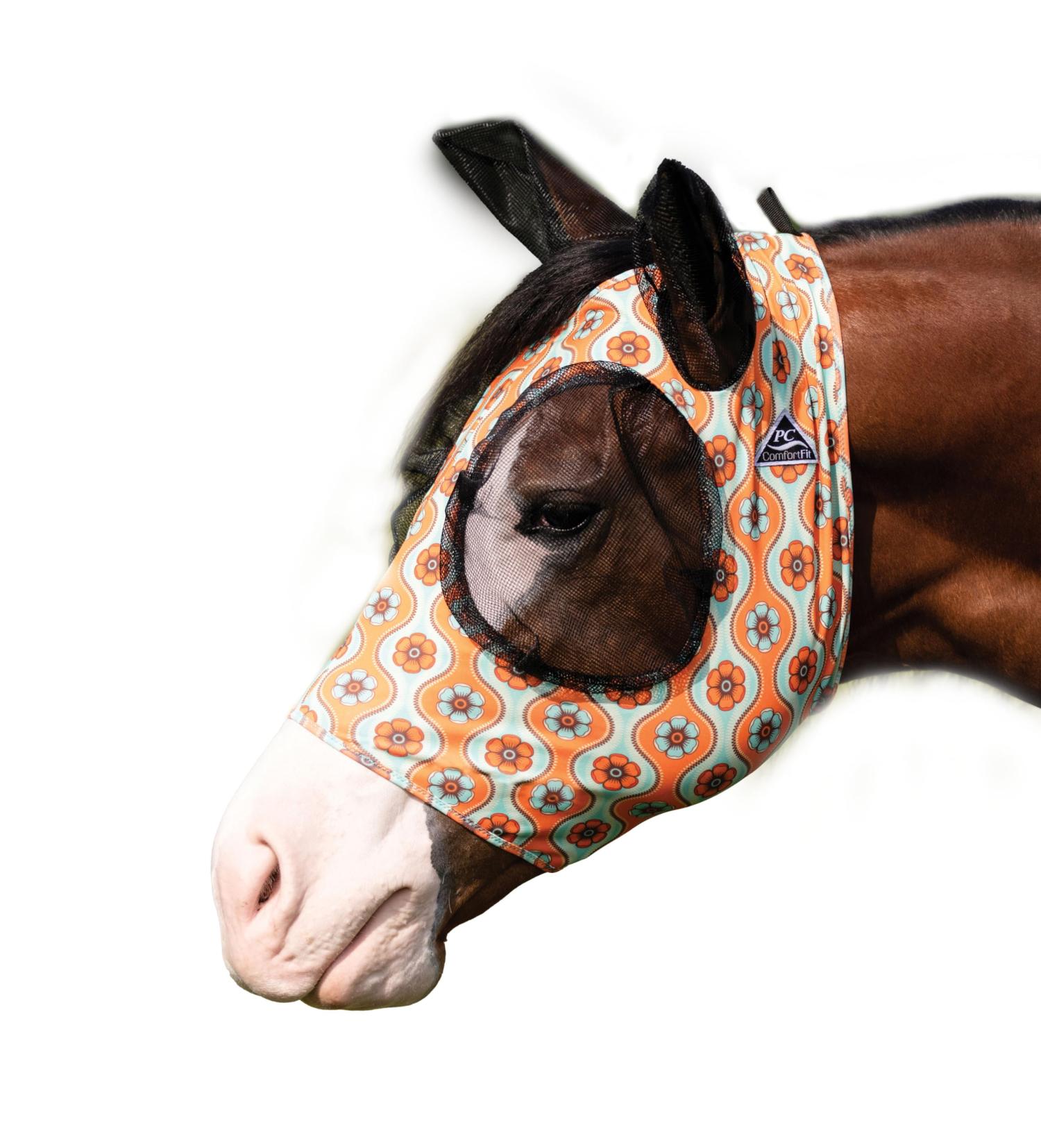 Professional s Choice Comfort Fit Lycra Fly Mask NEW FLOWER Size: M (Cob) Cob Flower