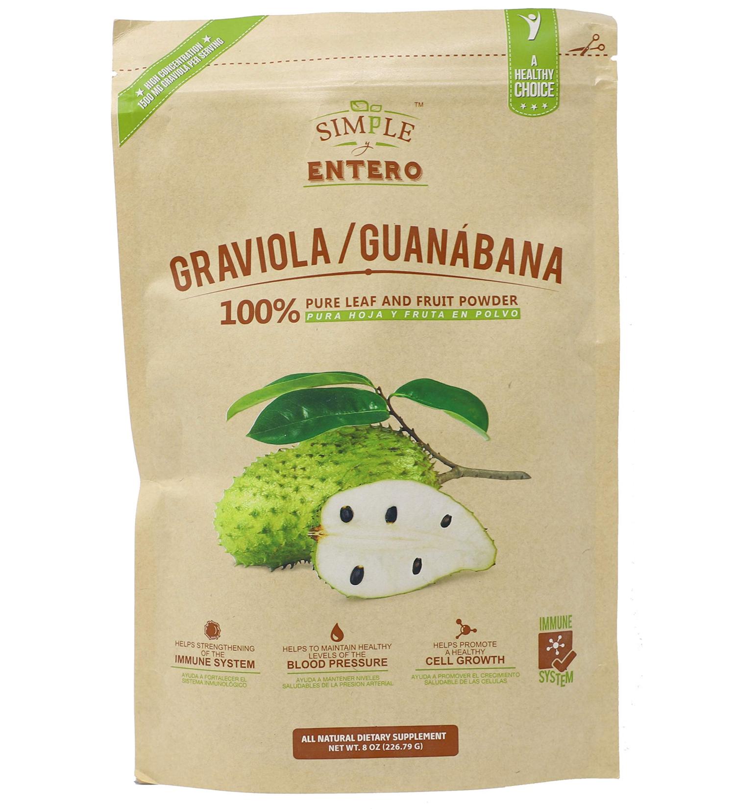 Pure Graviola/Guanabana Leaf Powder 8 Oz Bag - Immune System Booster, Vegan-Friendly - Buy Online on GoSupps.com