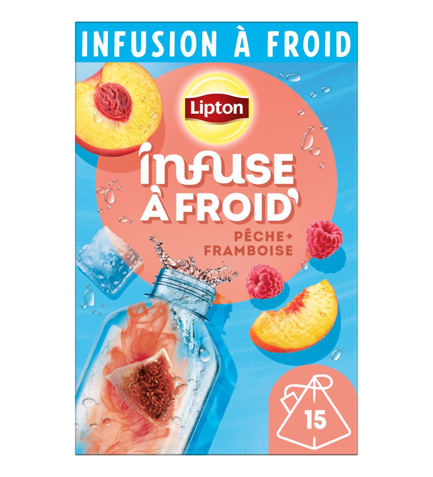 Lipton Raspberry Peach Cold Infuse Infused Water Flavored Water Take Anywhere 15 Pyramid Bags - Buy Online on GoSupps.com