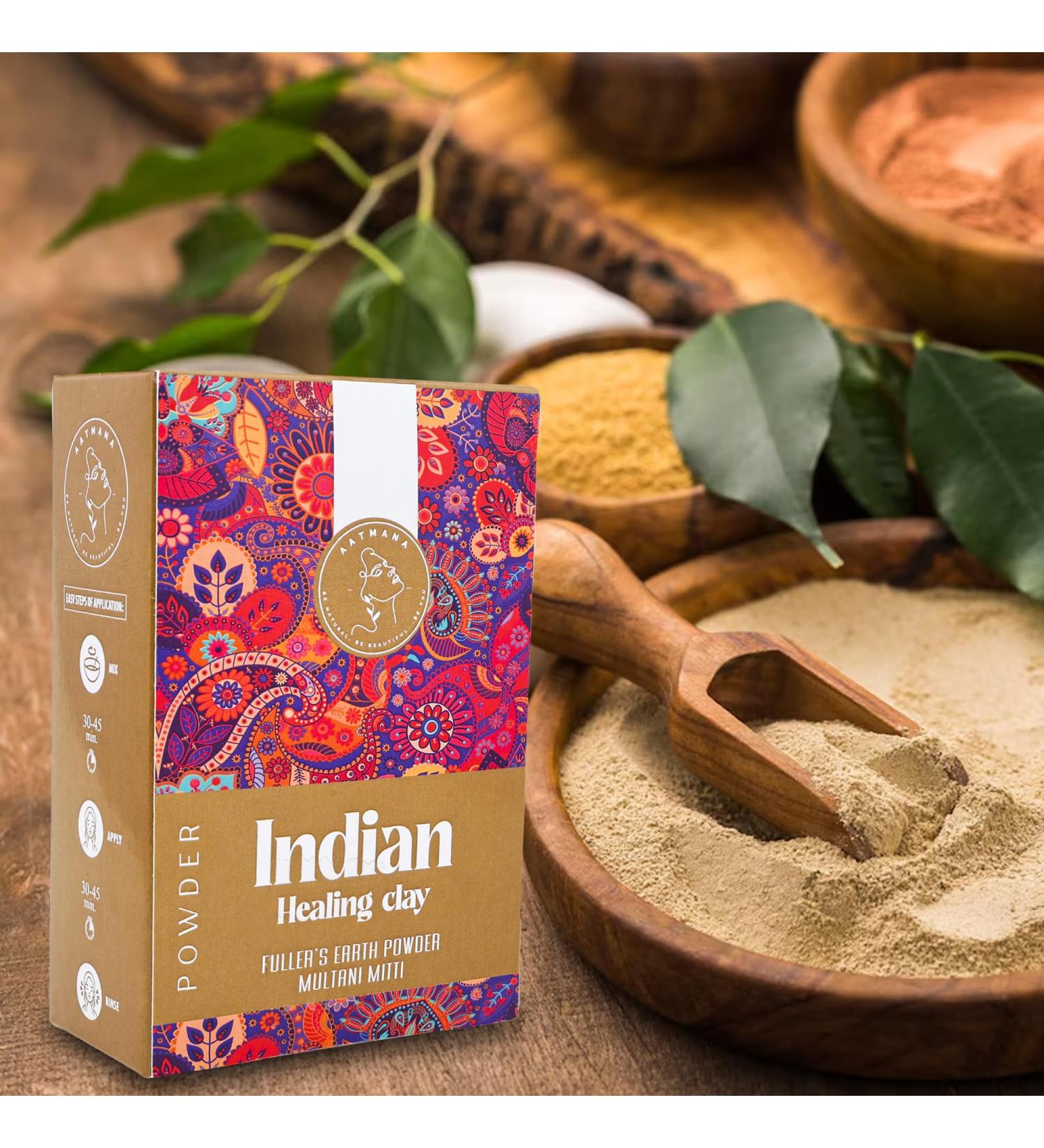 Fullers Earth Powder | Multani Mitti | Indian Healing Clay Face Mask 100g - Deep Pore Purifying & Dirt Remover for Radiant Skin - Buy Online on GoSupps.com
