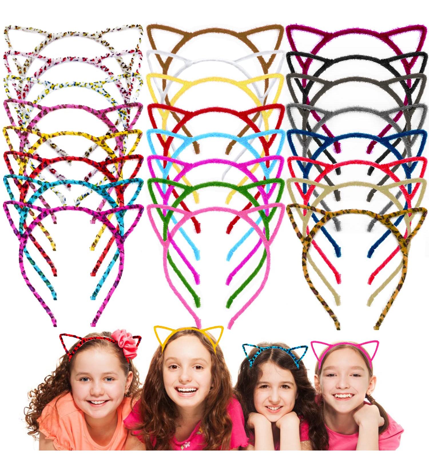 Krgiqn 24 Colors Cat Ear Headbands - Fluffy Hair Hoop Hairband for Girls & Adults - Party Decoration & Birthday Gifts - 24 Pcs - Buy Online on GoSupps.com