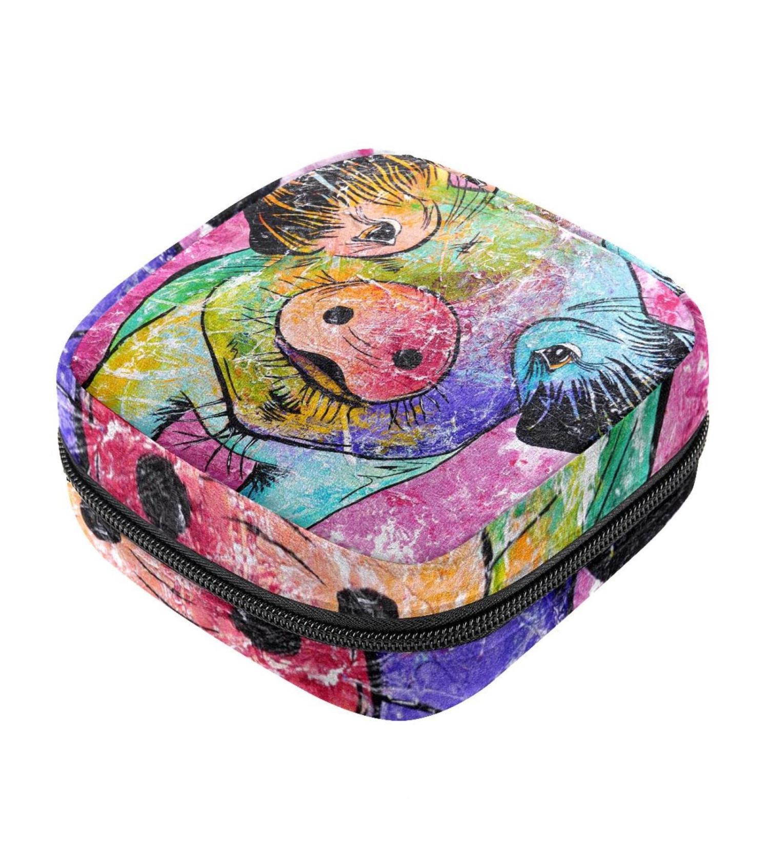 Colorful Animal Napkin Storage Bag - Cute Pig Design Portable Menstrual Pad & Cup Holder for Teens & Women - Buy Online on GoSupps.com