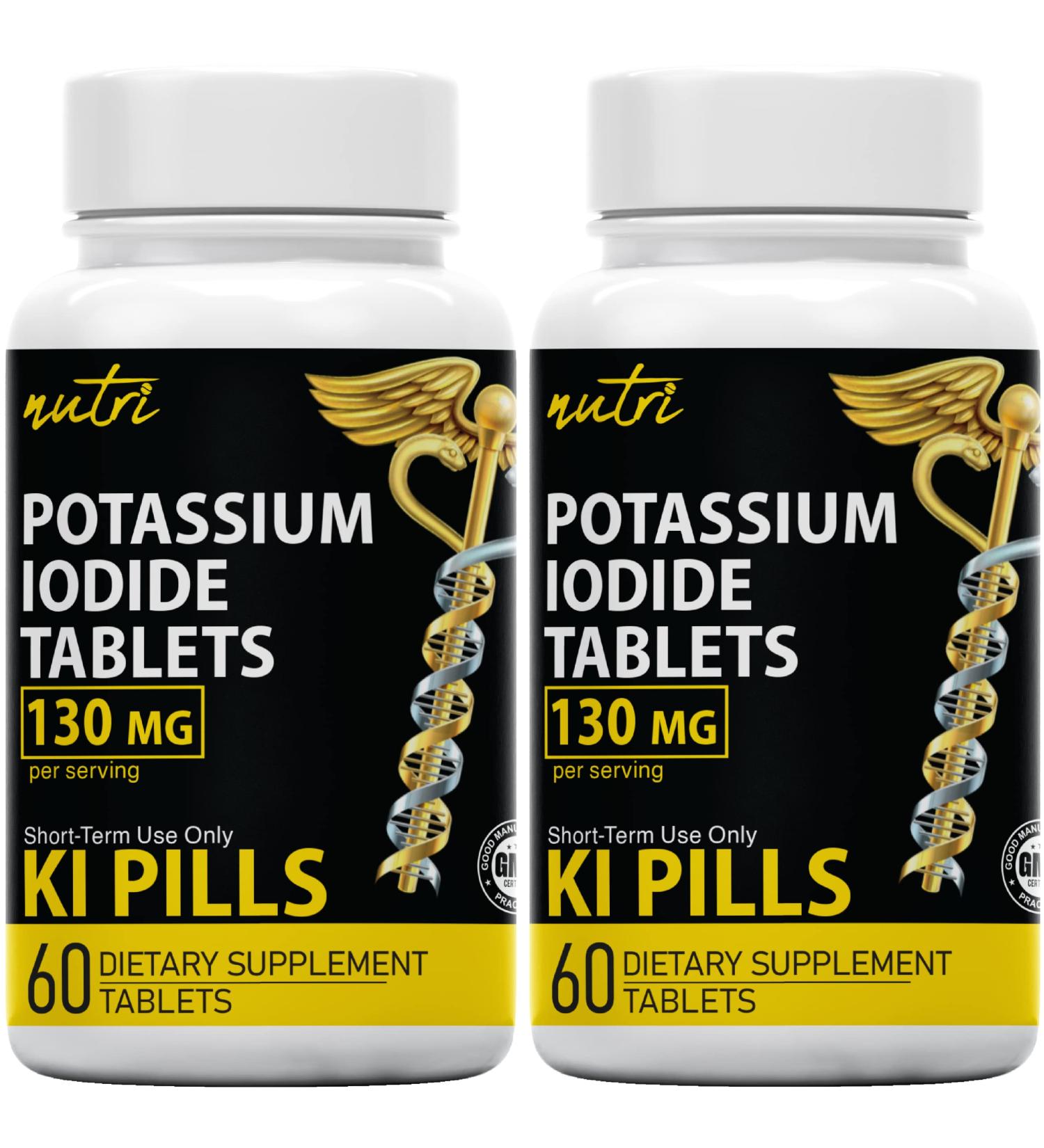 Potassium Iodide Radiation Tablets 130mg (2 Pack) - 120 Tablets, EXP 10/2032 - Nuclear Fallout Protection - Buy Online on GoSupps.com