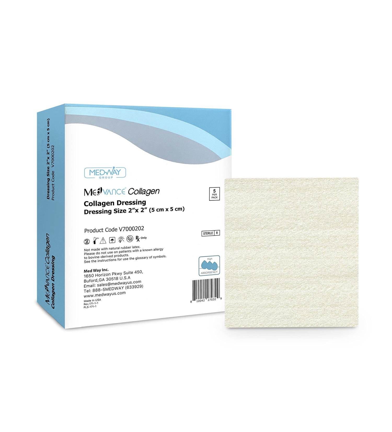 MedVance Collagen Dressing Pads - Comfortable and Long Lasting Wound Protection (2x2, Box of 5) - Buy Online on GoSupps.com