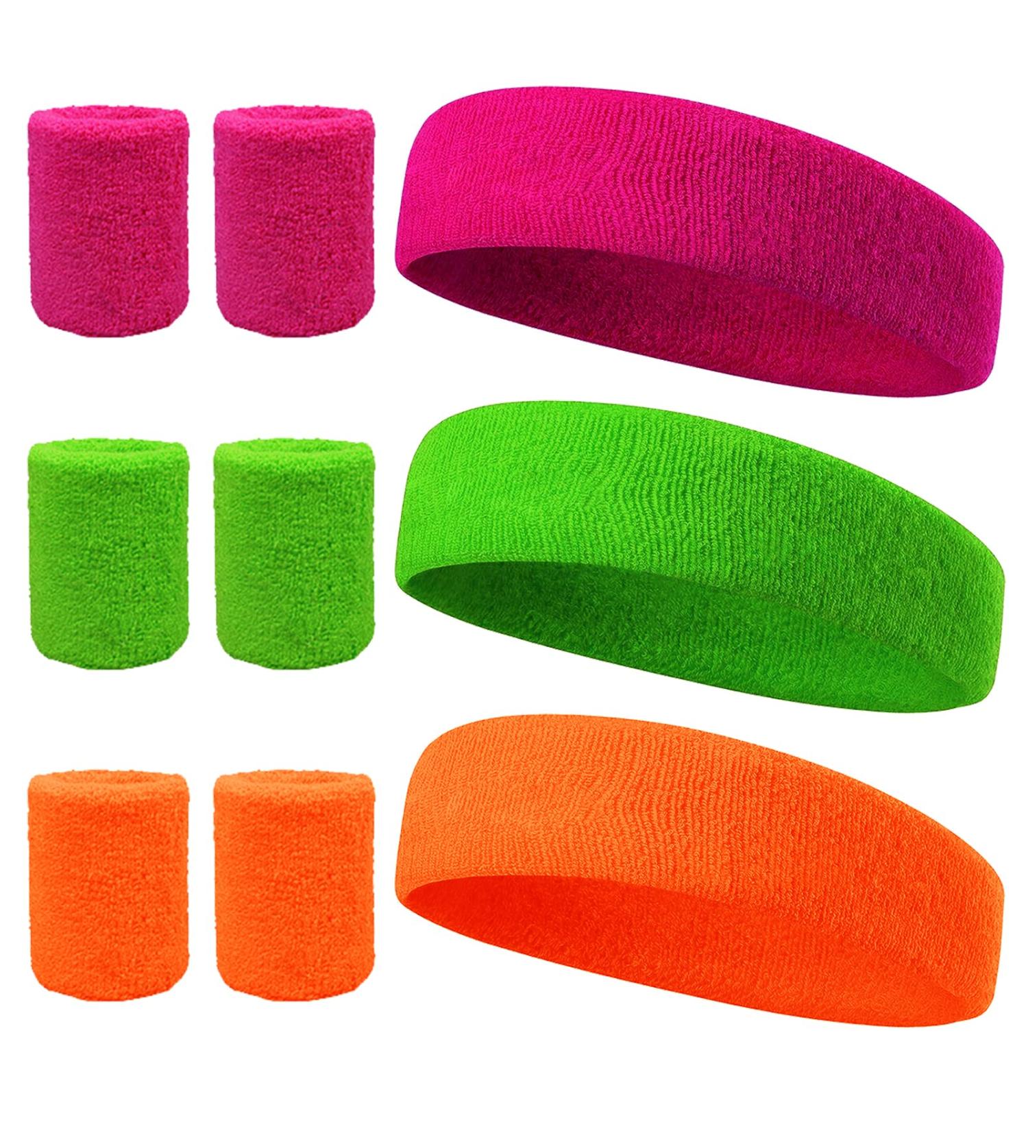 Shop Lamek 9-Stk Neon Welding Band Set - 80s Retro Headbands & Bracelets for Sports & Parties | Perfect for St. Patrick's Day - Pink Green Orange - Buy Online on GoSupps.com