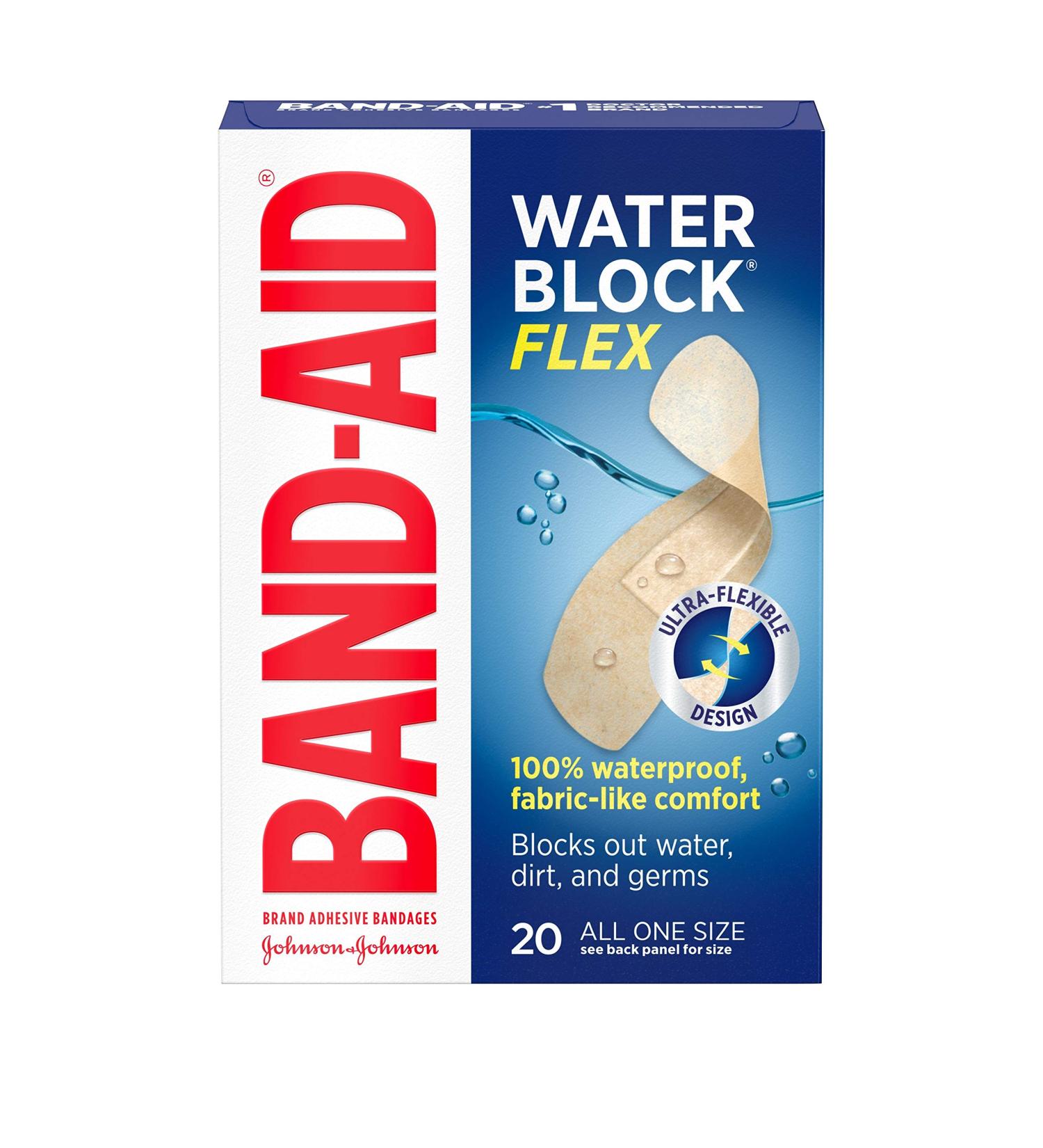 Band-Aid Water Block Flex Adhesive Bandages, One Size - 20 Count (Pack of 1) - Buy Online on GoSupps.com