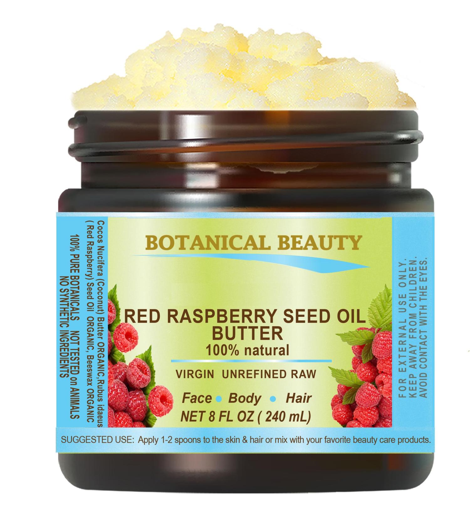 Buy 100% Pure Raw Red Raspberry Seed Oil Butter - Virgin Unrefined Cold-Pressed 8 Fl Oz | Vitamin E & C Rich for Face Skin Body Hair Lips Nails | International Shipping Available - Buy Online on GoSupps.com