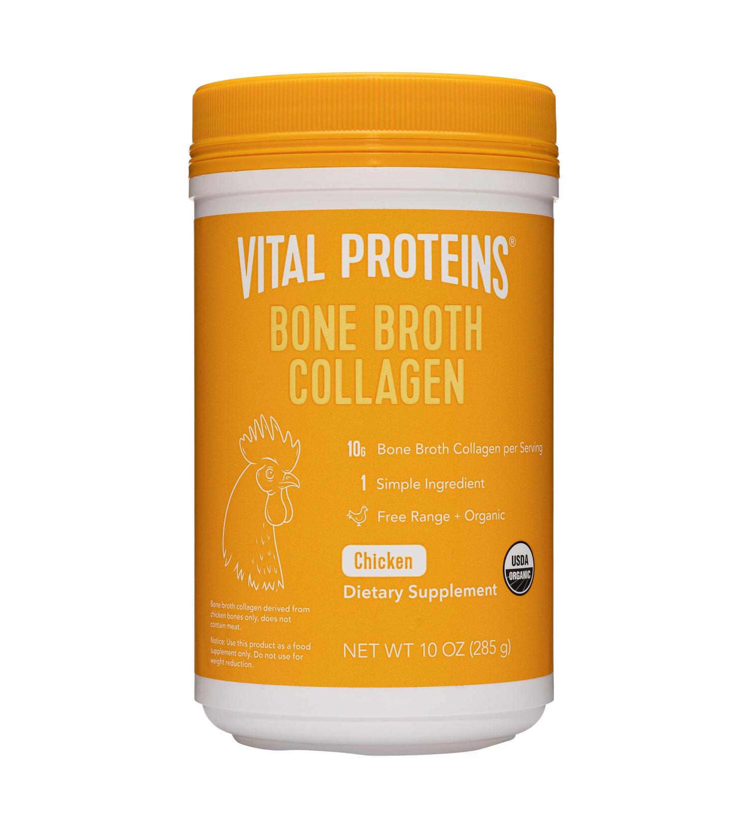 Vital Proteins Organic Chicken Bone Broth Collagen Powder - 10oz with Hyaluronic Acid, MSG Free - Buy Online on GoSupps.com