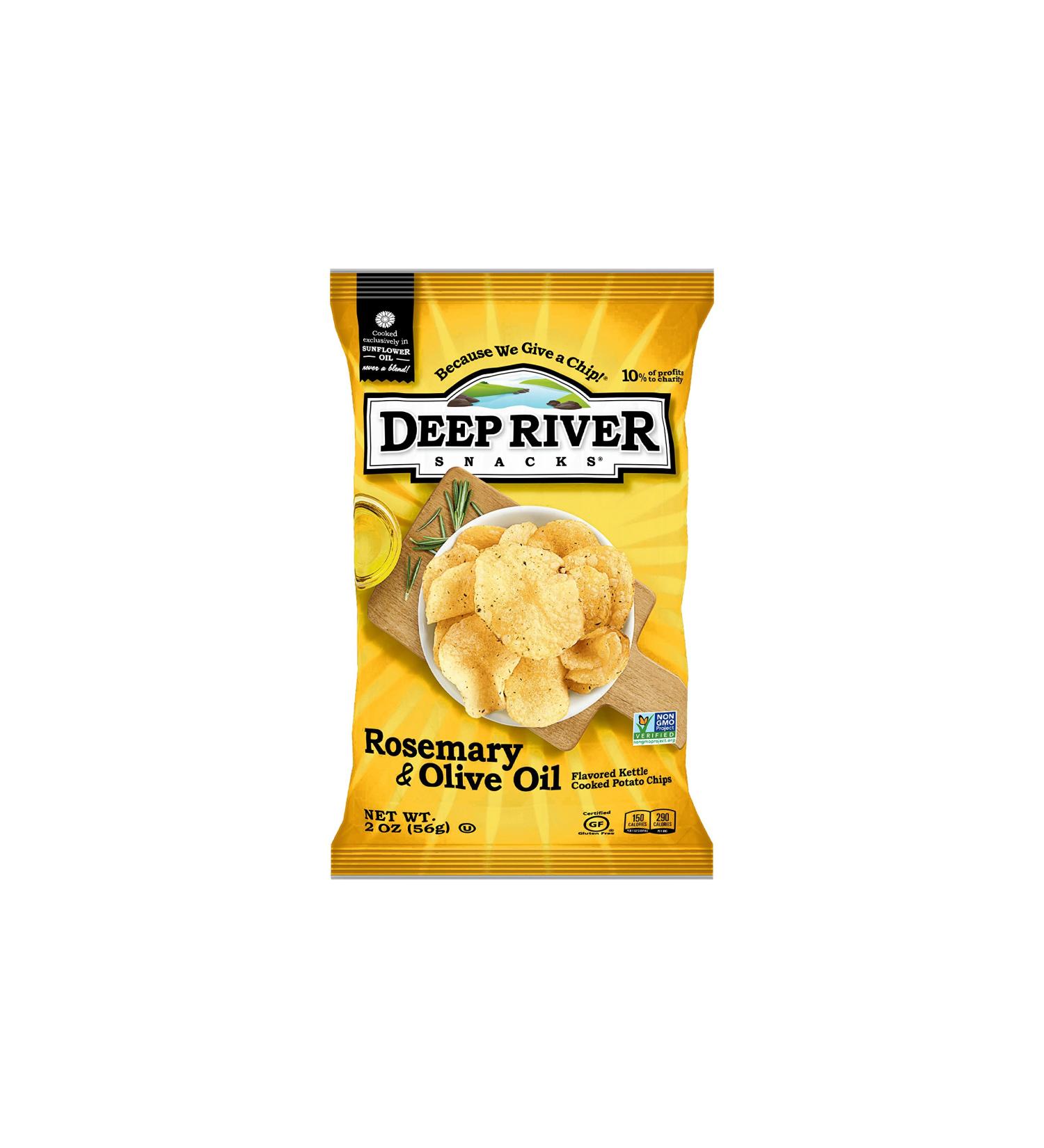 Deep River Snacks Rosemary & Olive Oil Kettle Chips - 2 oz Bags (24 Pack) - Gourmet Snack - Buy Online on GoSupps.com