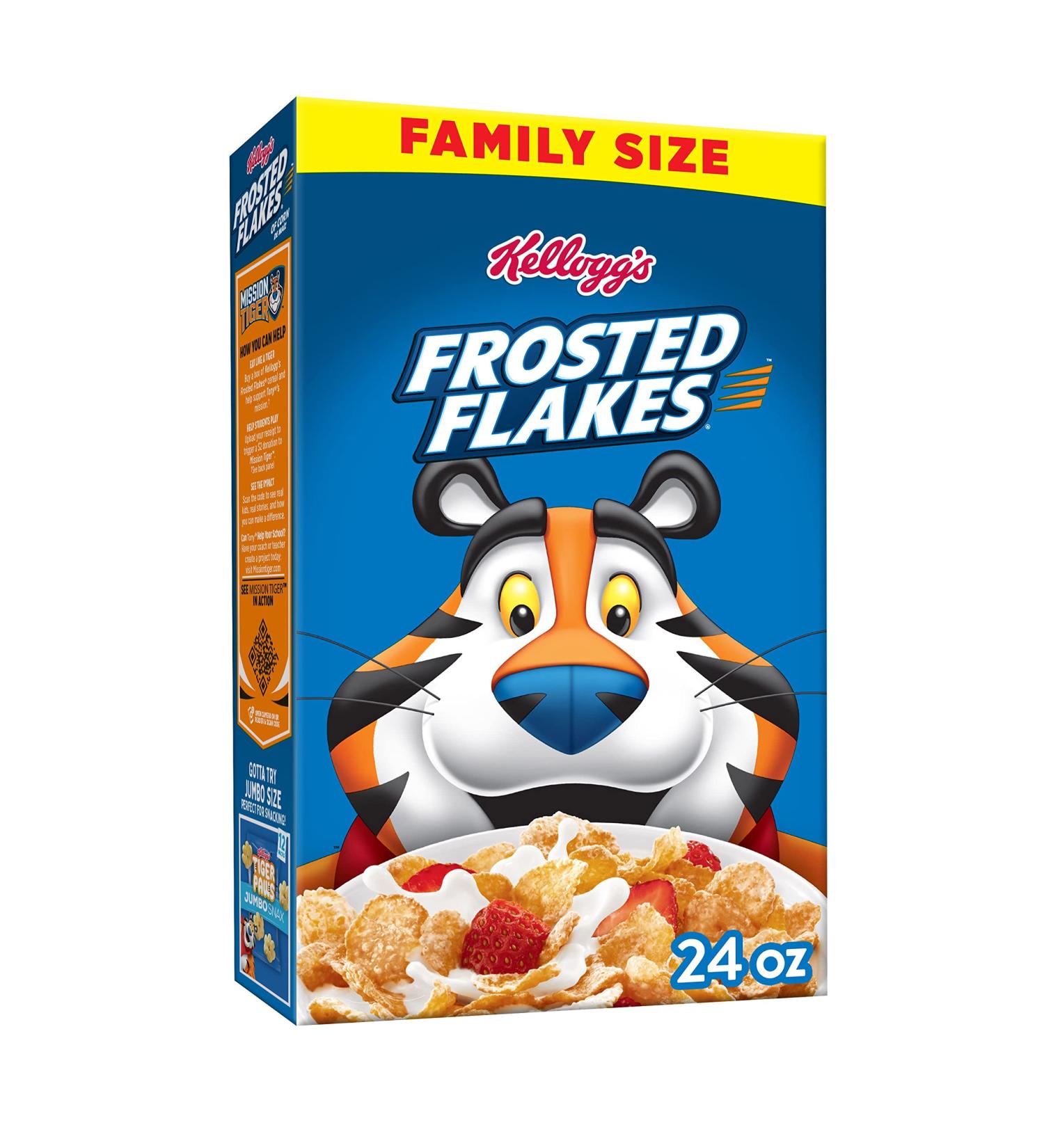 Kellogg's Frosted Flakes Cold Breakfast Cereal  8 Vitamins And Minerals  Kids Snacks  Family Size  Original  24oz Box (1 Box) Original 1.5 Pound (Pack of 1) - Buy Online on GoSupps.com