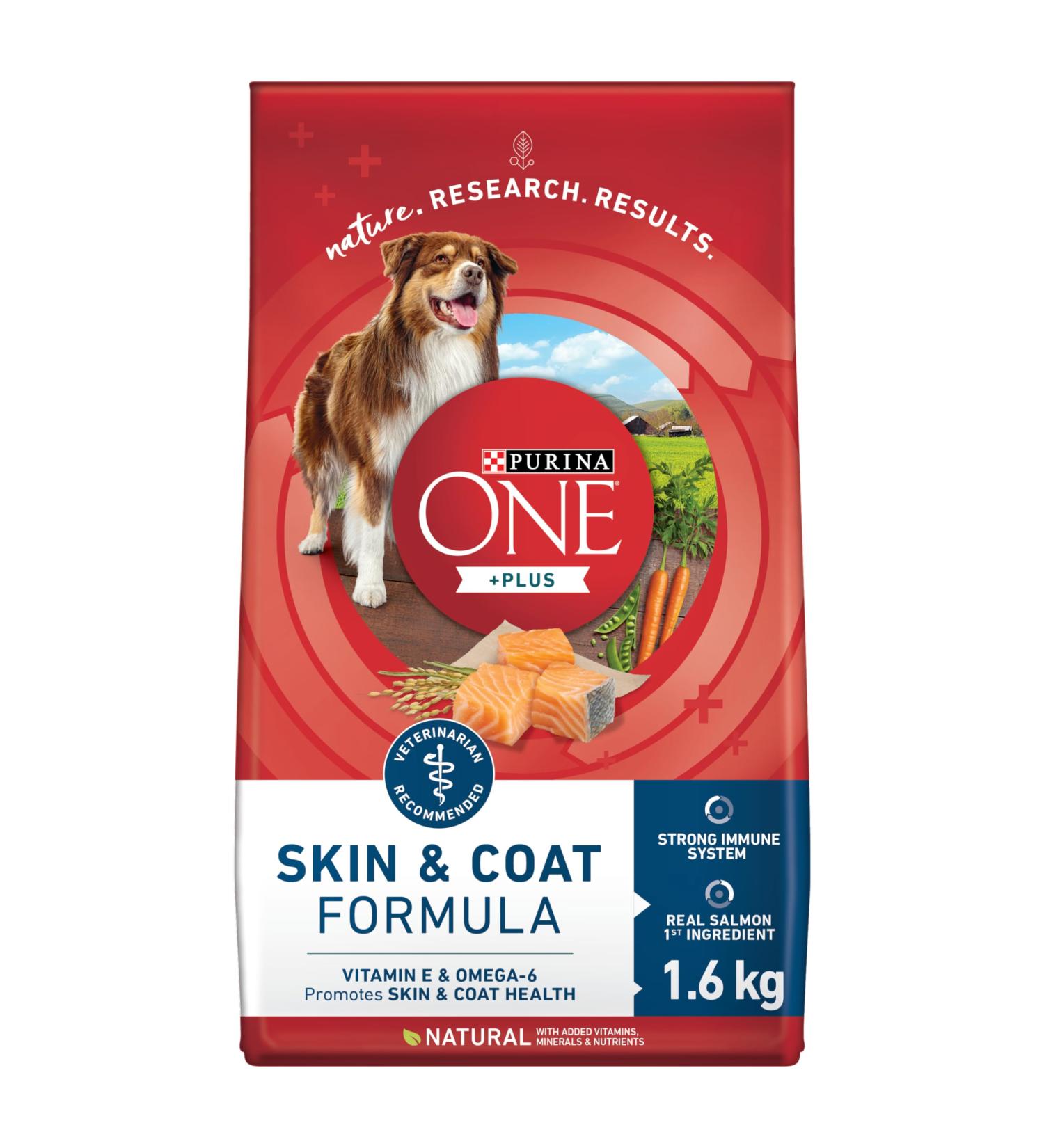 Purina ONE +Plus Dry Dog Food Skin & Coat with Salmon - 1.6 kg Bag 1.6 kg (Pack of 1) - Buy Online on GoSupps.com