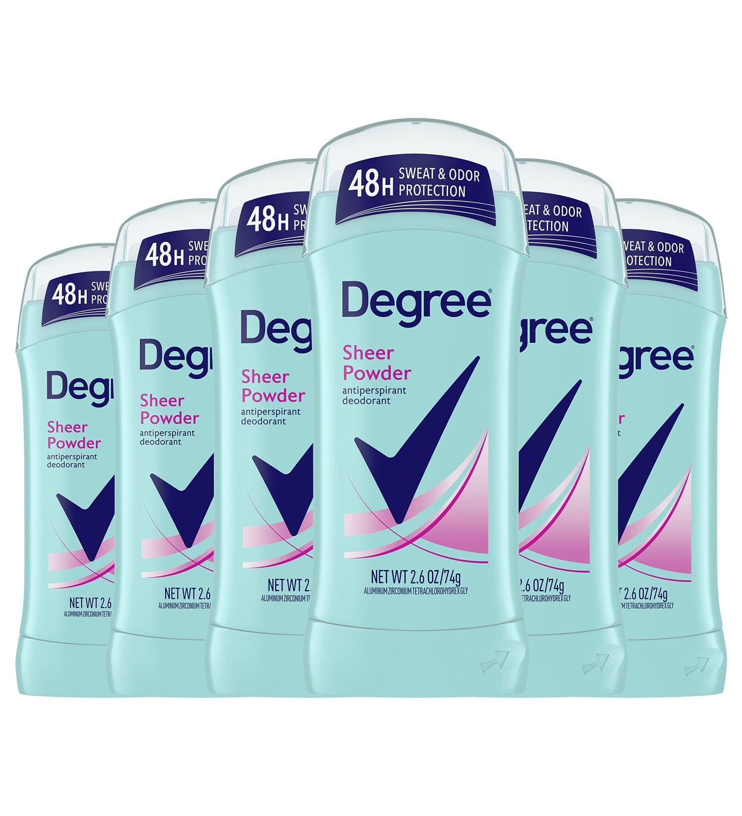 Degree Original Women's Antiperspirant Deodorant 48-Hour Sweat & Odor Protection - Sheer Powder, 2.6 oz (Pack of 6) - Buy Online on GoSupps.com