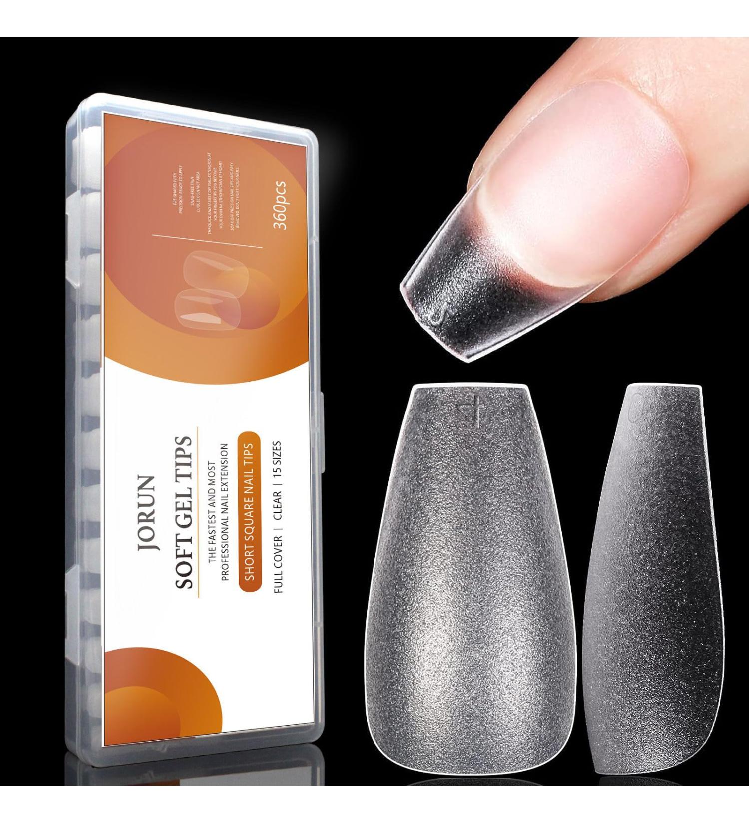 360PCS Clear Short Matte Coffin Nail Tips | Full Cover Double-Sided Frosted False Nails for Gel & Acrylic Extensions - 15 Sizes | No File Needed - 06-360pcs - Buy Online on GoSupps.com